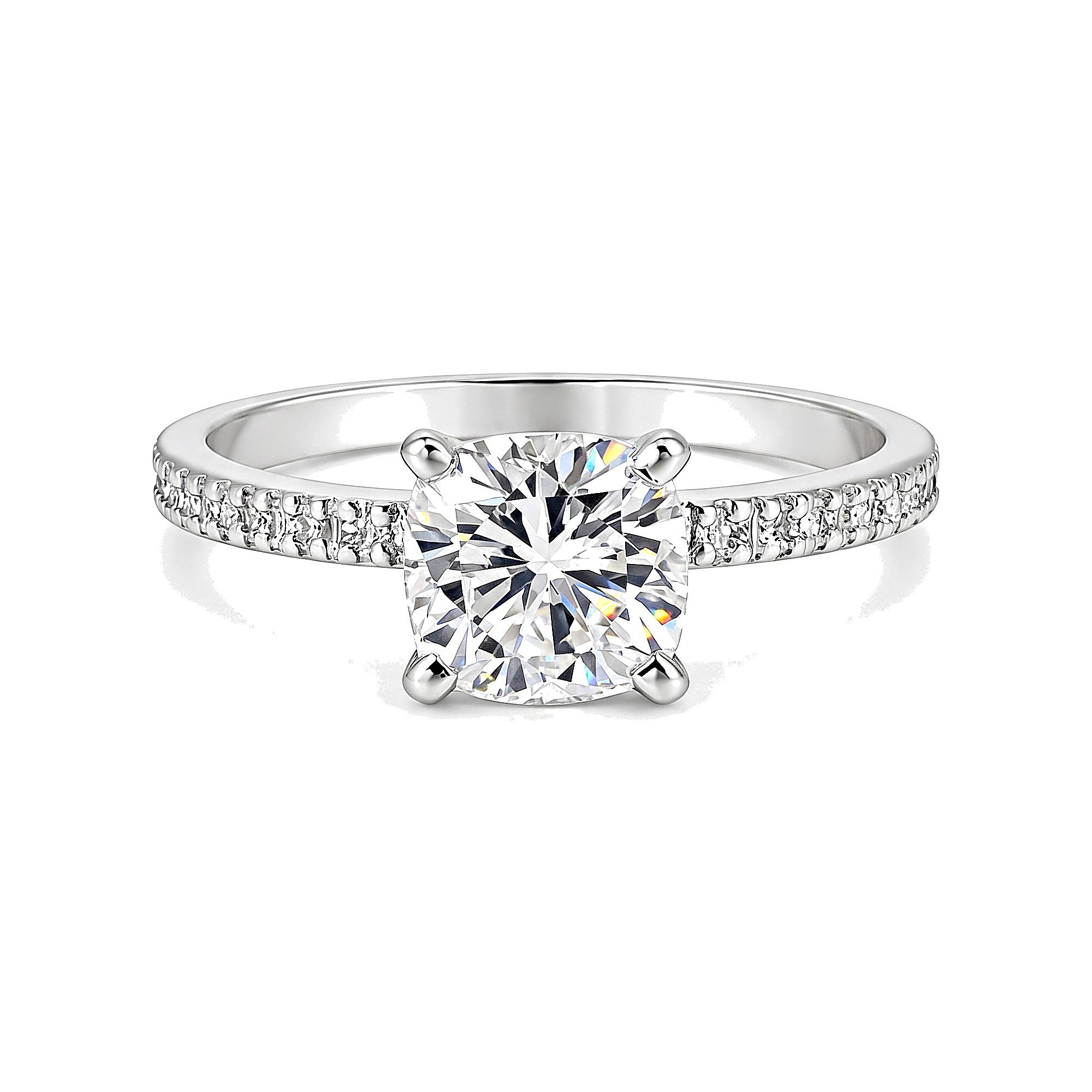 3.30 Ct Cushion Cut Moissanite Ring — VS1 Clarity in 18K Gold Vermeil (925 Silver)