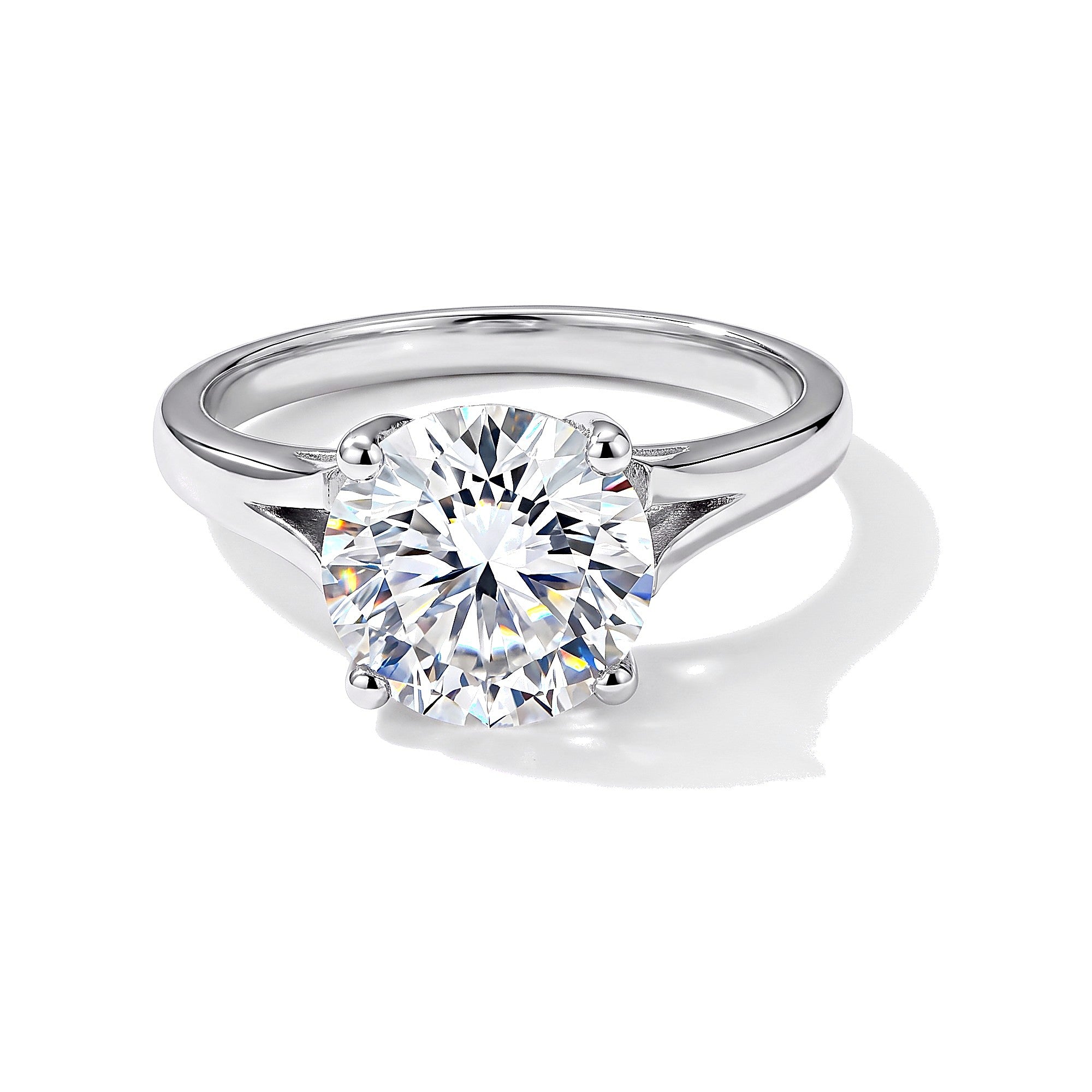3.40 Ct Round Cut Moissanite Ring — VS1 Clarity in 18K Gold Vermeil (925 Silver)