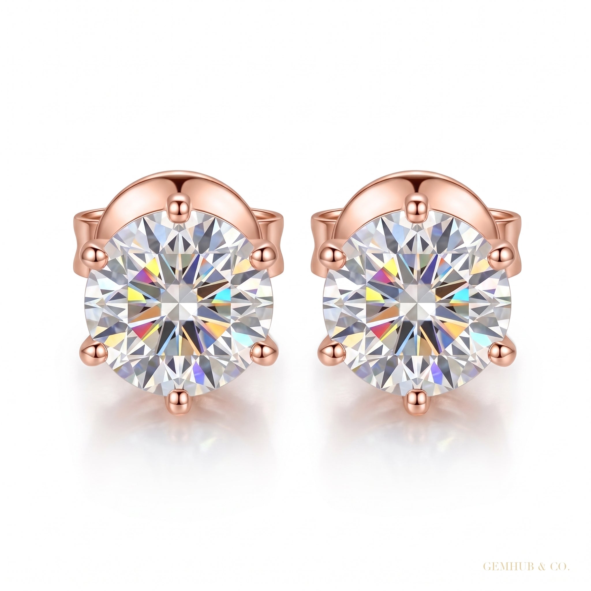 3.40 ct DEW Certified Treated White Moissanite Solitaire Studs Great Shine in 18K Gold Vermeil (925 Silver)