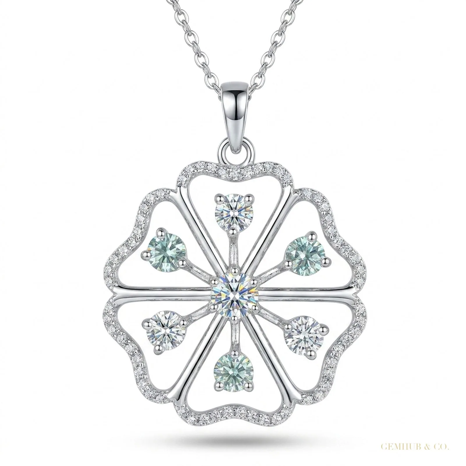 3.5 ct DEW Certified Round Cut Moissanite Solitaire Pendant In Gold Vermeil
