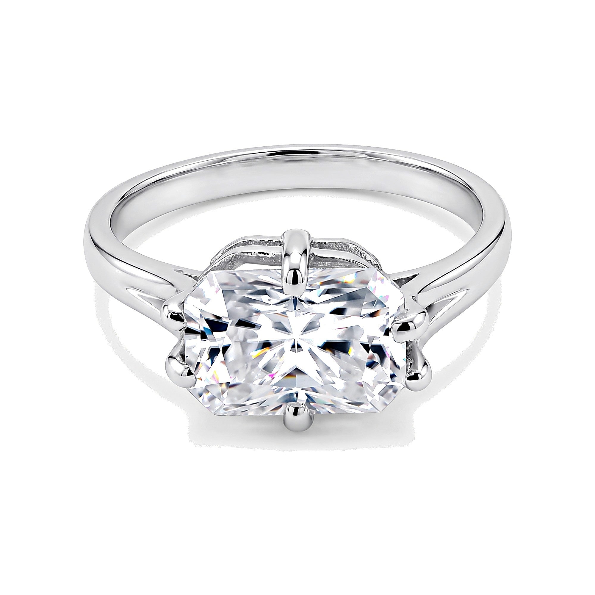 3.60 Ct Radiant Cut Moissanite Ring — VS1 Clarity in 18K Gold Vermeil (925 Silver)