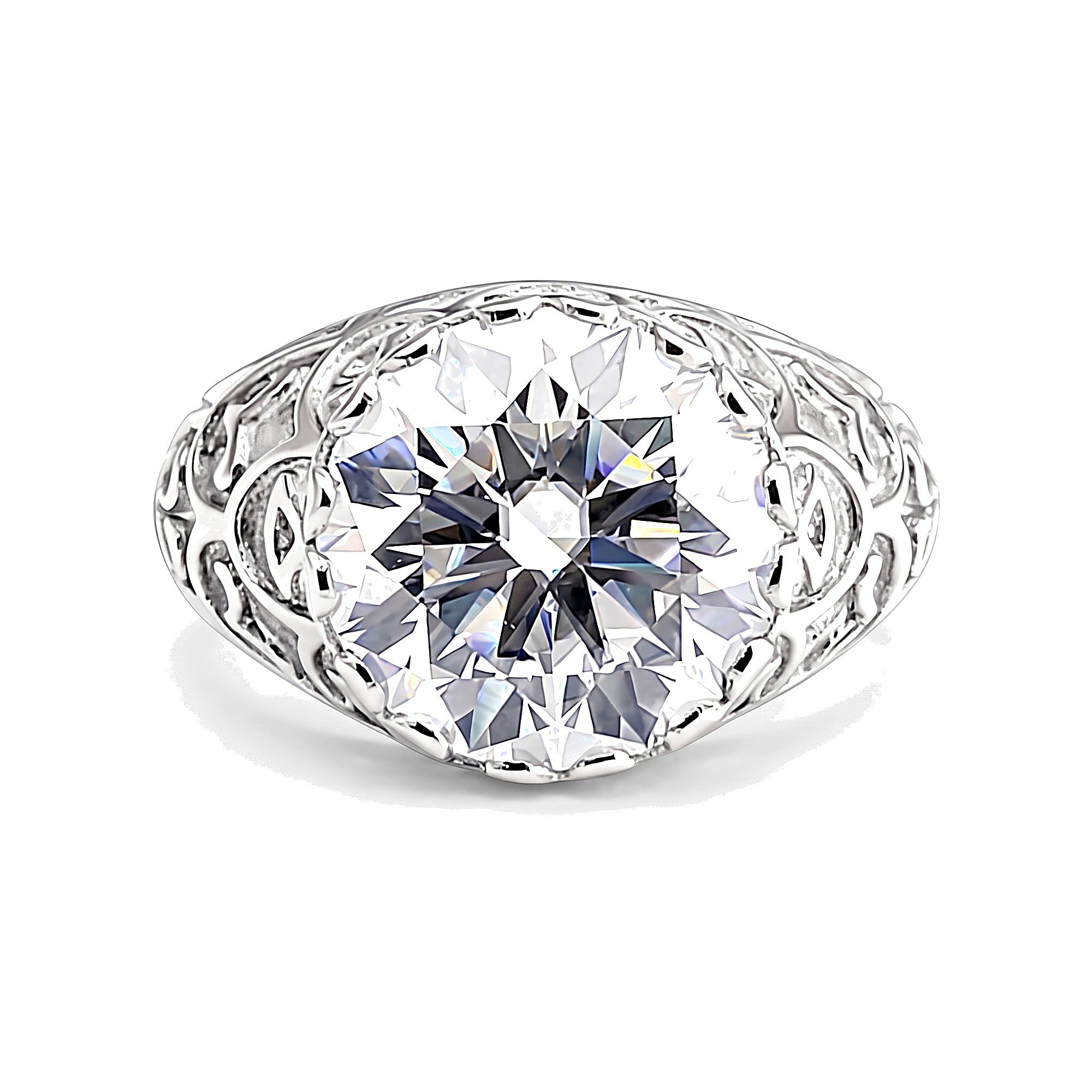 3.60 Ct Round Cut Moissanite Ring — VS1 Clarity in 18K Gold Vermeil (925 Silver)