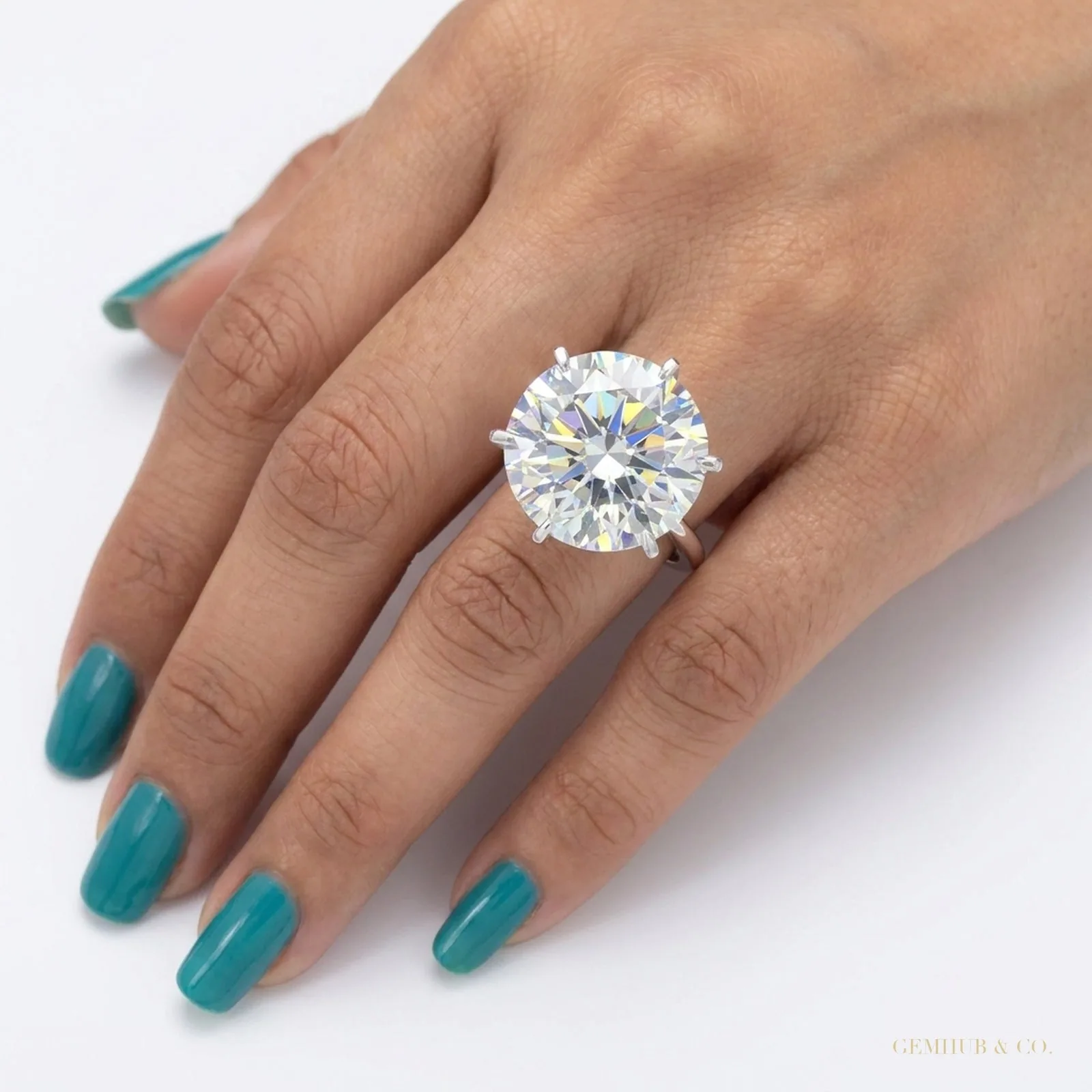 38.00 ct DEW Certified White Moissanite Solitaire Ring – Statement Piece for Wedding 18 18K Gold Plated