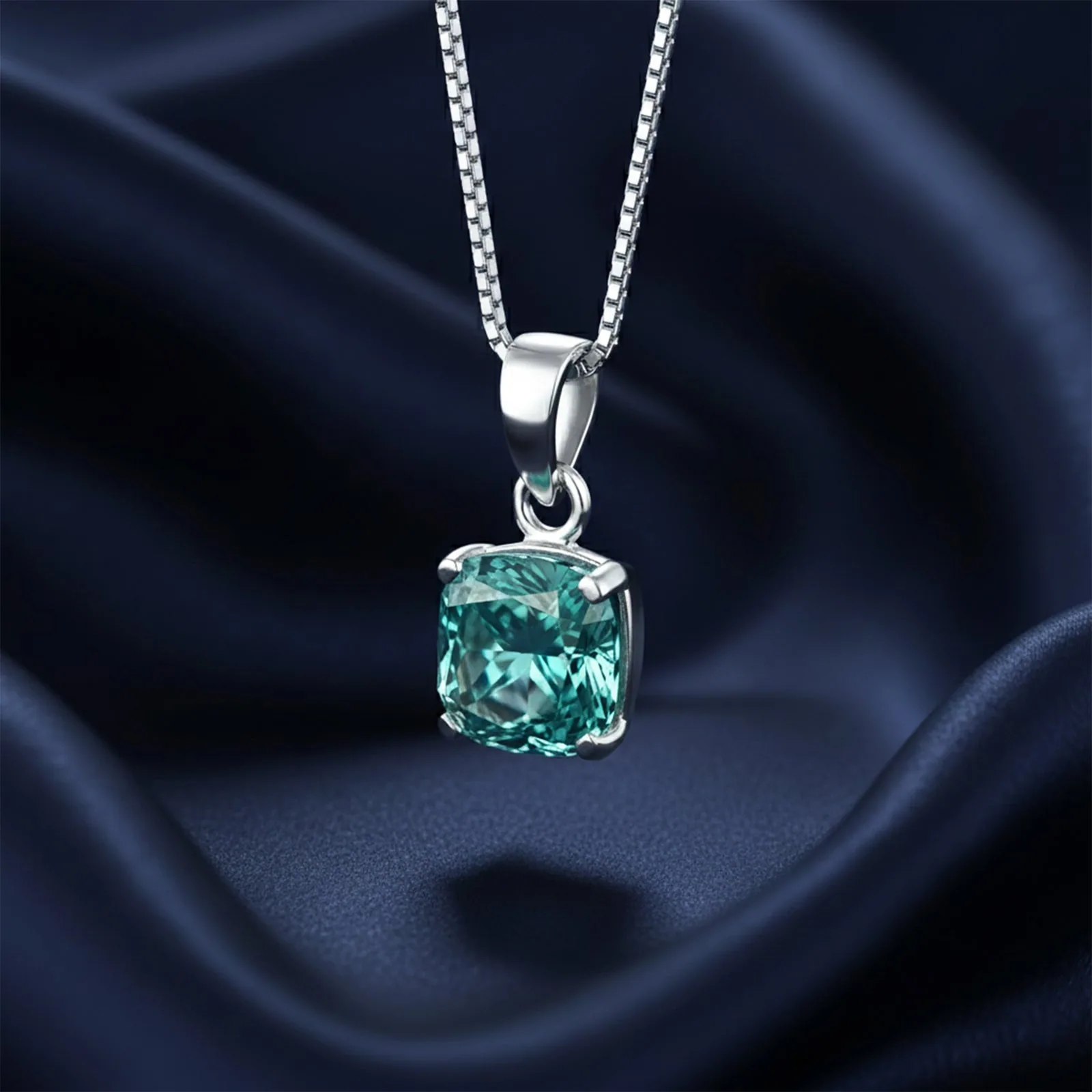 5.50 ct DEW Certified Blue Moissanite Solitaire Pendant in Gold Vermeil Gift - view 3