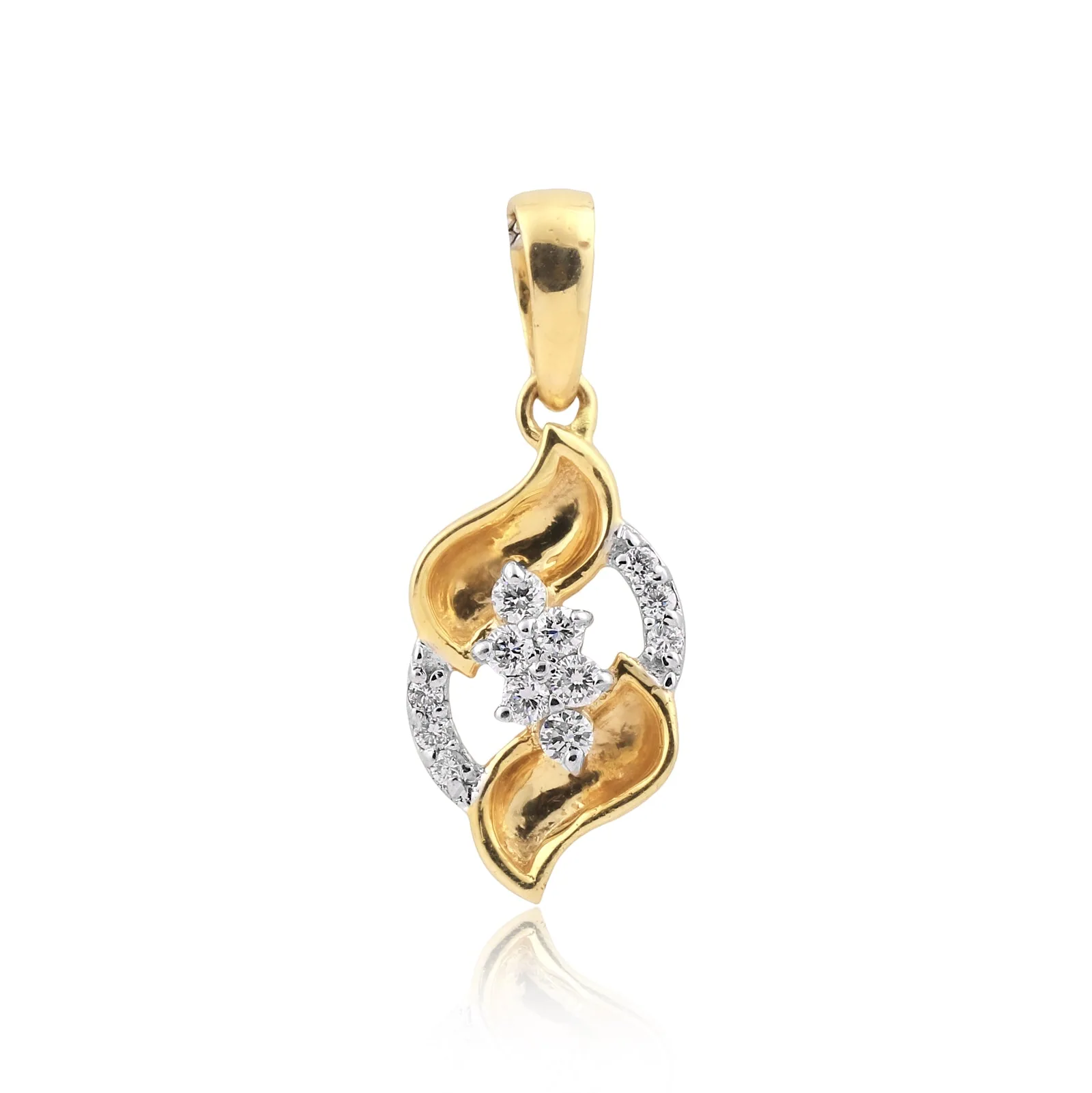 0.38 Ct Natural Diamond Pendant And Earrings Set 18KT Yellow Gold IGI Certified - view 6