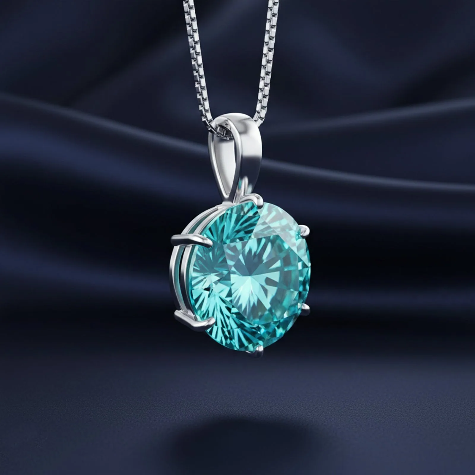 9.30 ct DEW Certified Blue Moissanite Pendant Gold Vermeil Anniversary Jewelry Gift - view 3