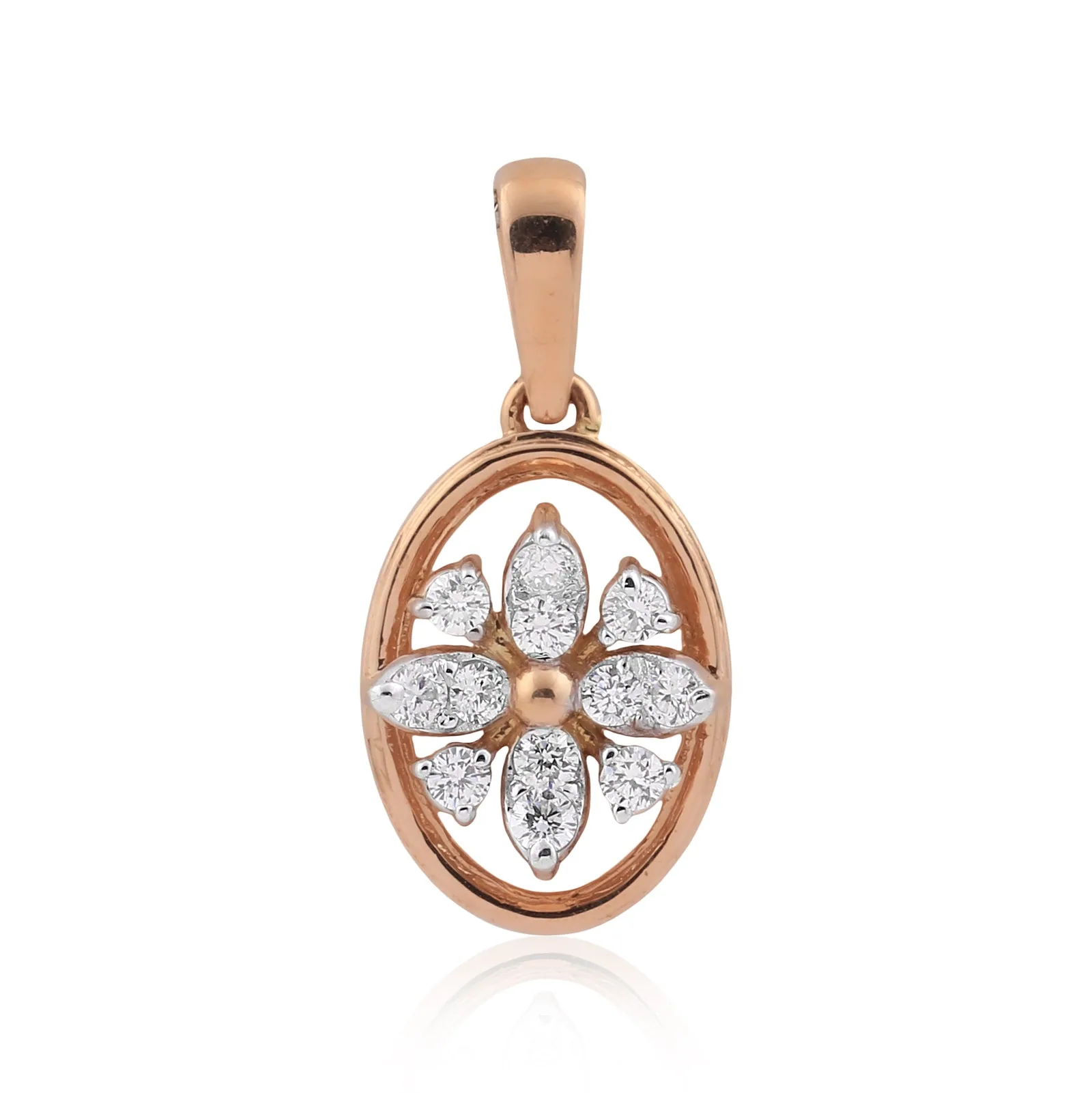 0.58 Ct.18KT Rose Gold Pendant And Earrings Set with Natural Diamonds, IGI Cert - view 4