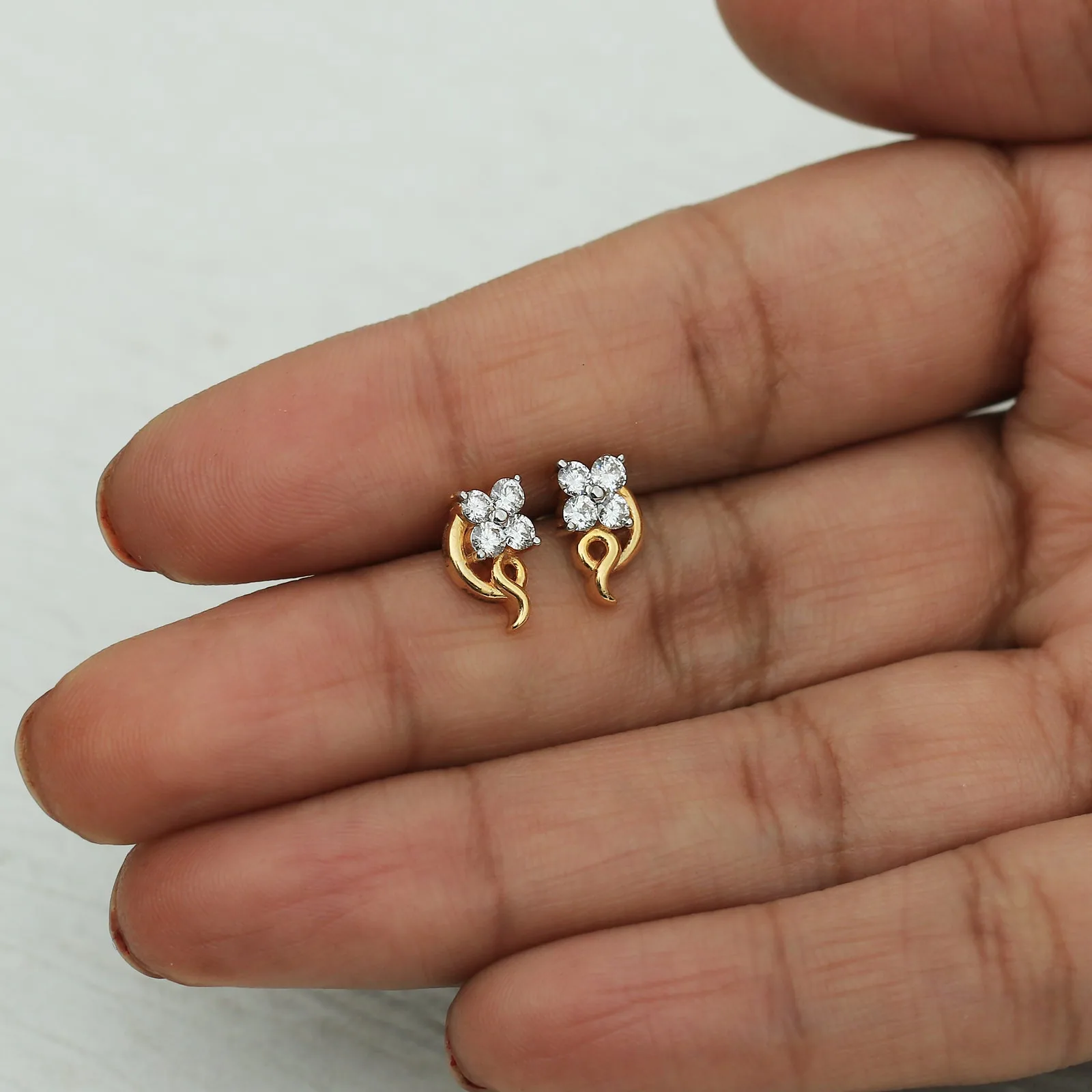 0.44 Ct. Natural Diamond Stud Earrings in 18K Yellow Gold Vermeil IGI Certified - view 3