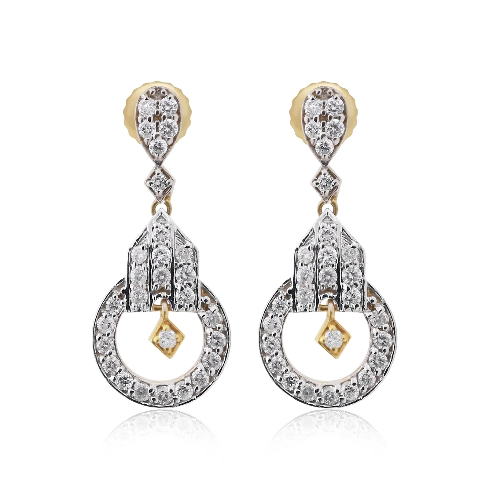 1.05 Ct. IGI Certified Natural Diamond Dangle Earrings in 18K Yellow Gold Vermeil