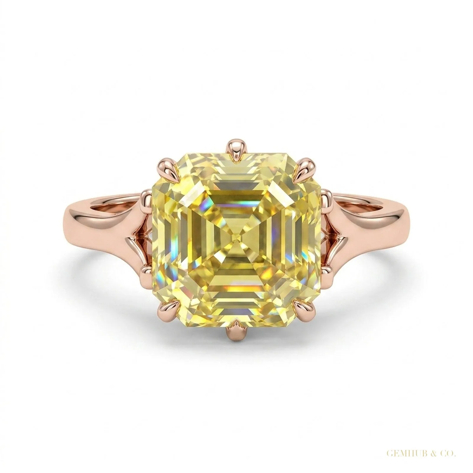 4.00 ct DEW Champagne Treated Moissanite Ring – Certified Beauty – 18K Gold Vermeil