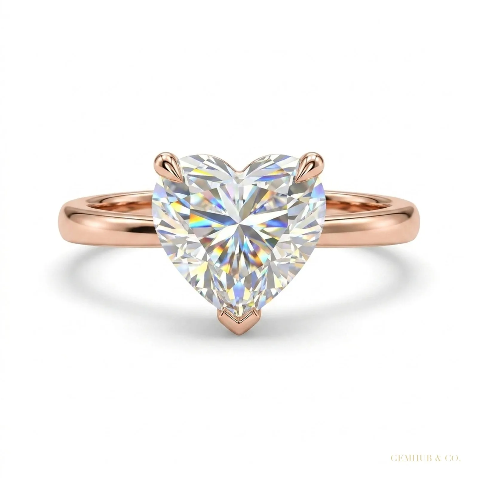 4.00 ct DEW Heart Cut White Moissanite Ring Romantic Gift for Her – 18K Gold Vermeil