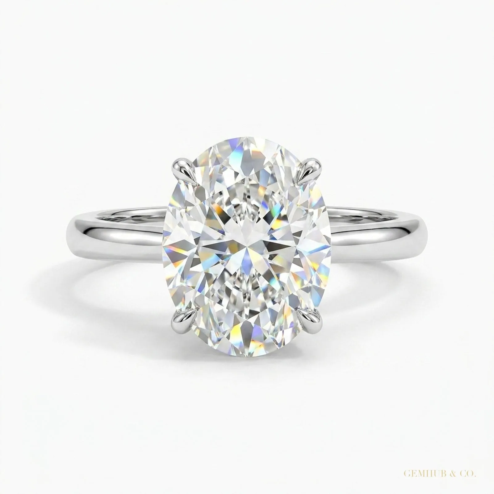 4.12 ct DEW Certified White Moissanite Solitaire Ring in – Holiday Gift 18K Gold Plated