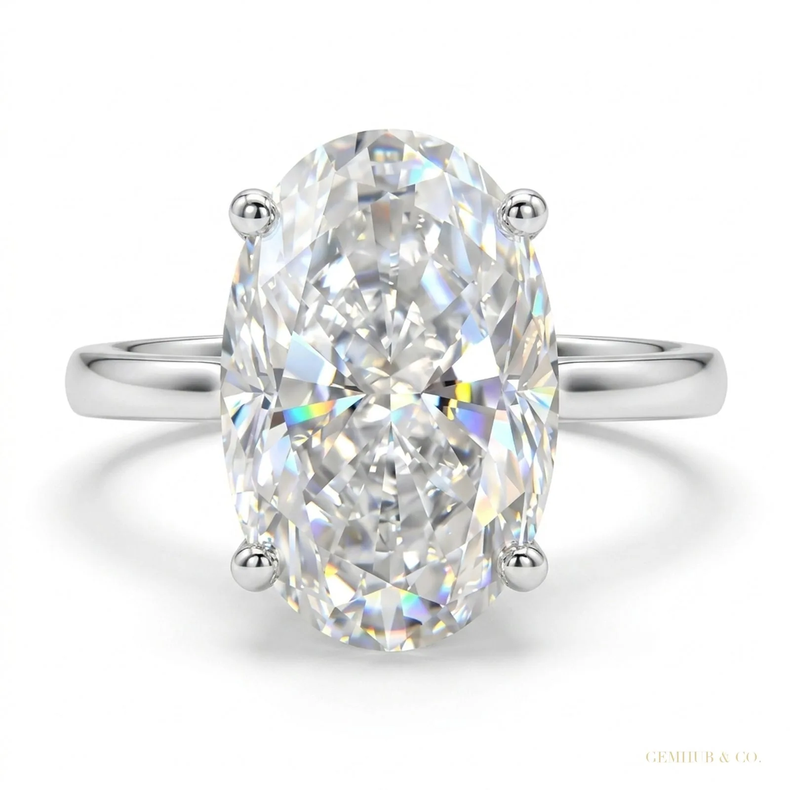 4.50 ct DEW Certified White Moissanite Solitaire Ring – Anniversary Gift – 18K Gold Vermeil
