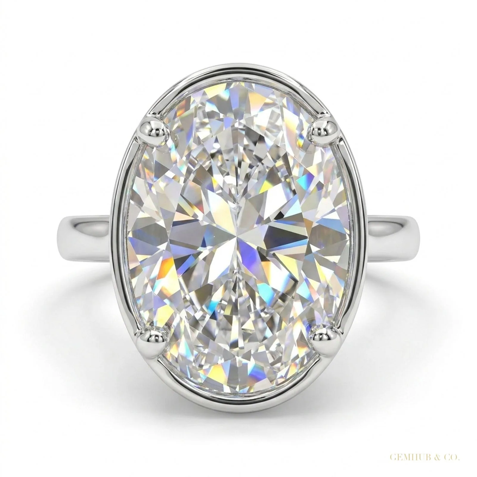 4.80 ct DEW Certified White Moissanite Solitaire Ring in – Gift for Him 18K Gold Plated