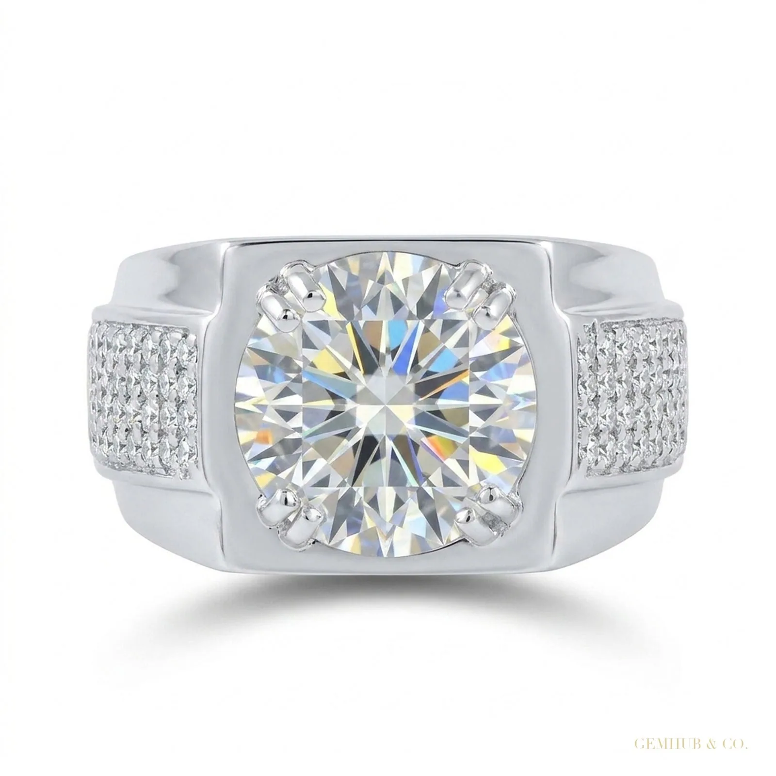 4.90 ct DEW Certified White Moissanite Ring – Wedding Jewelry – 18K Gold Vermeil