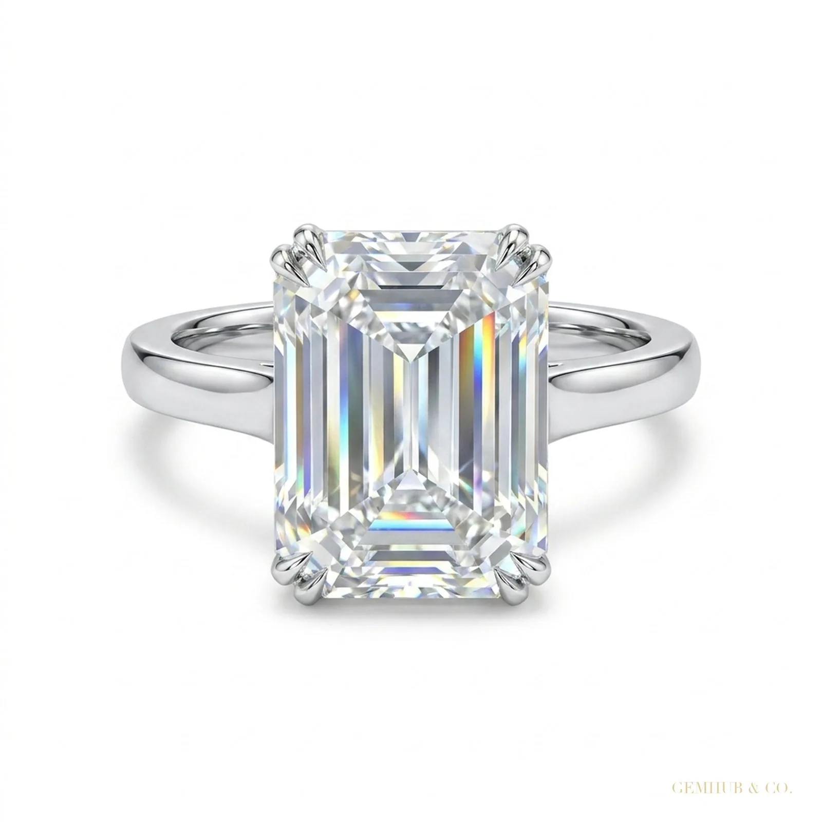 4.95 ct DEW Certified White Moissanite Solitaire Ring – Gift for Wife – 18K Gold Vermeil