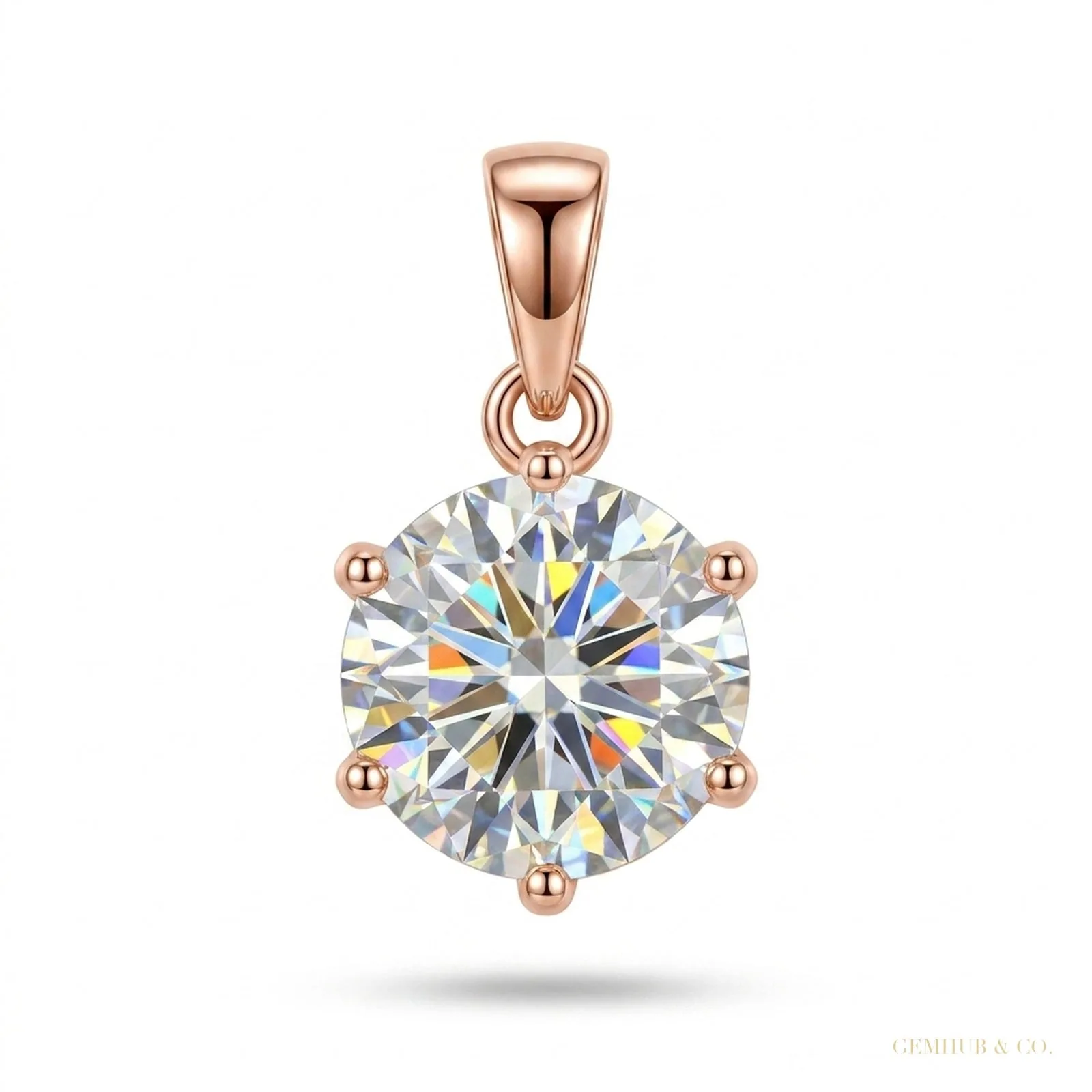 4 ct DEW Certified Moissanite Solitaire Pendant Gold Vermeil Anniversary Jewelry
