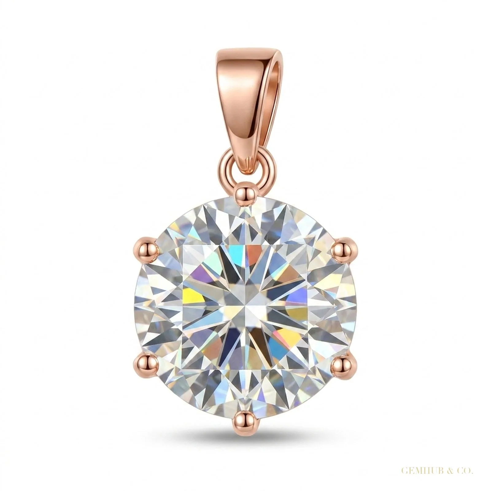 4.00ct DEW White Moissanite Round Pendant Necklace