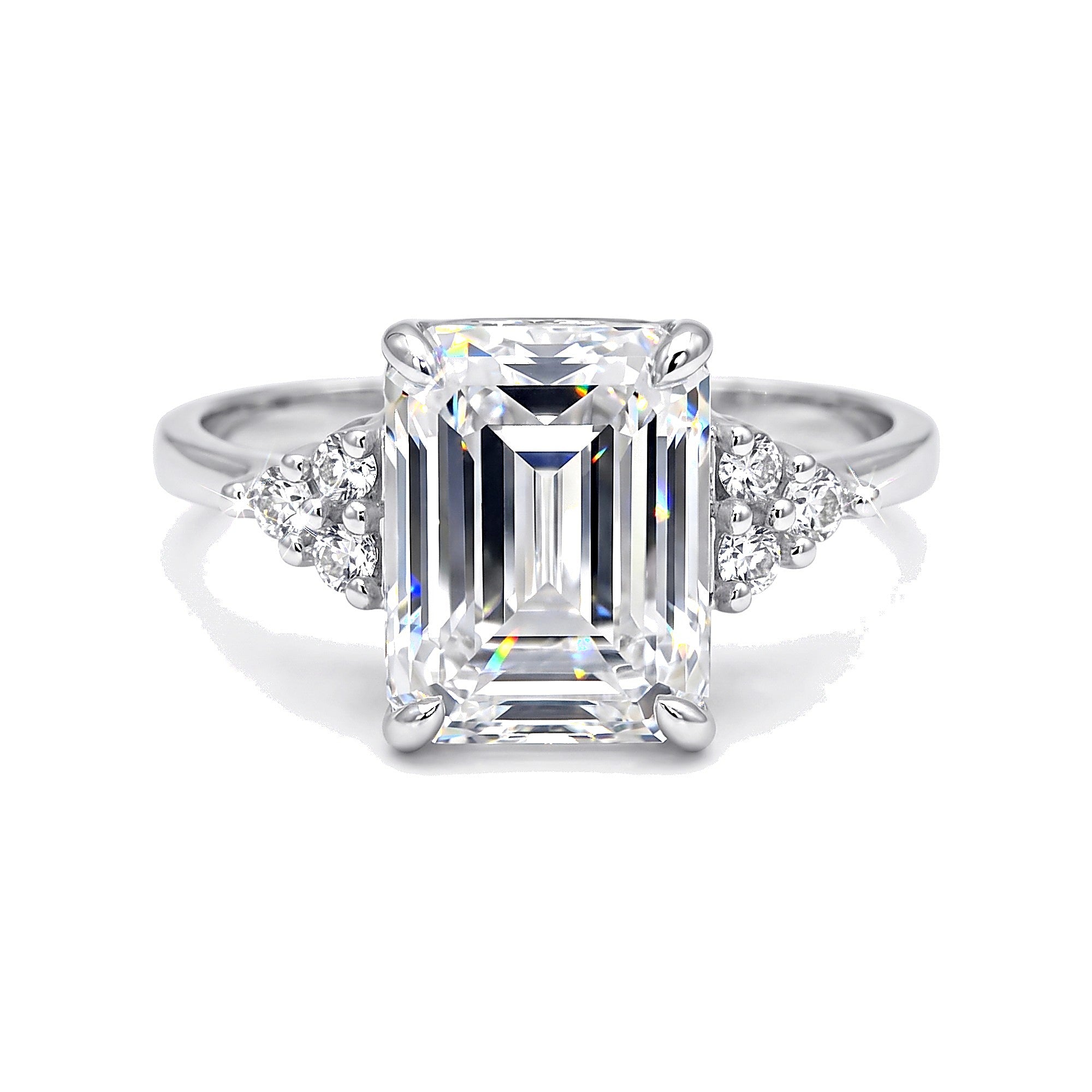 4.02 Ct Emerald Cut Moissanite Ring — VS1 Clarity in 18K Gold Vermeil (925 Silver)