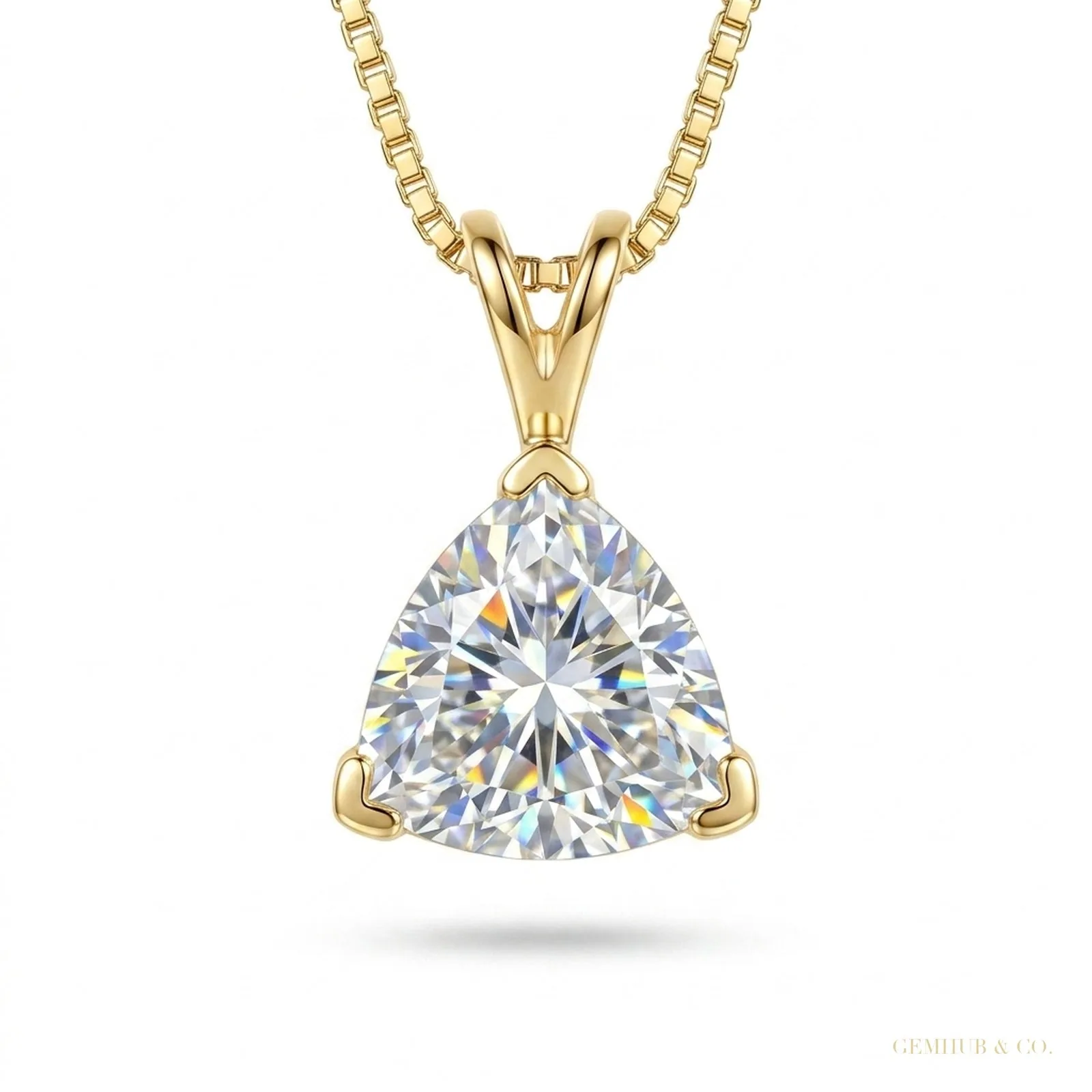 4.10 ct DEW White Moissanite Solitaire Pendant in Gold Vermeil Certified Gift
