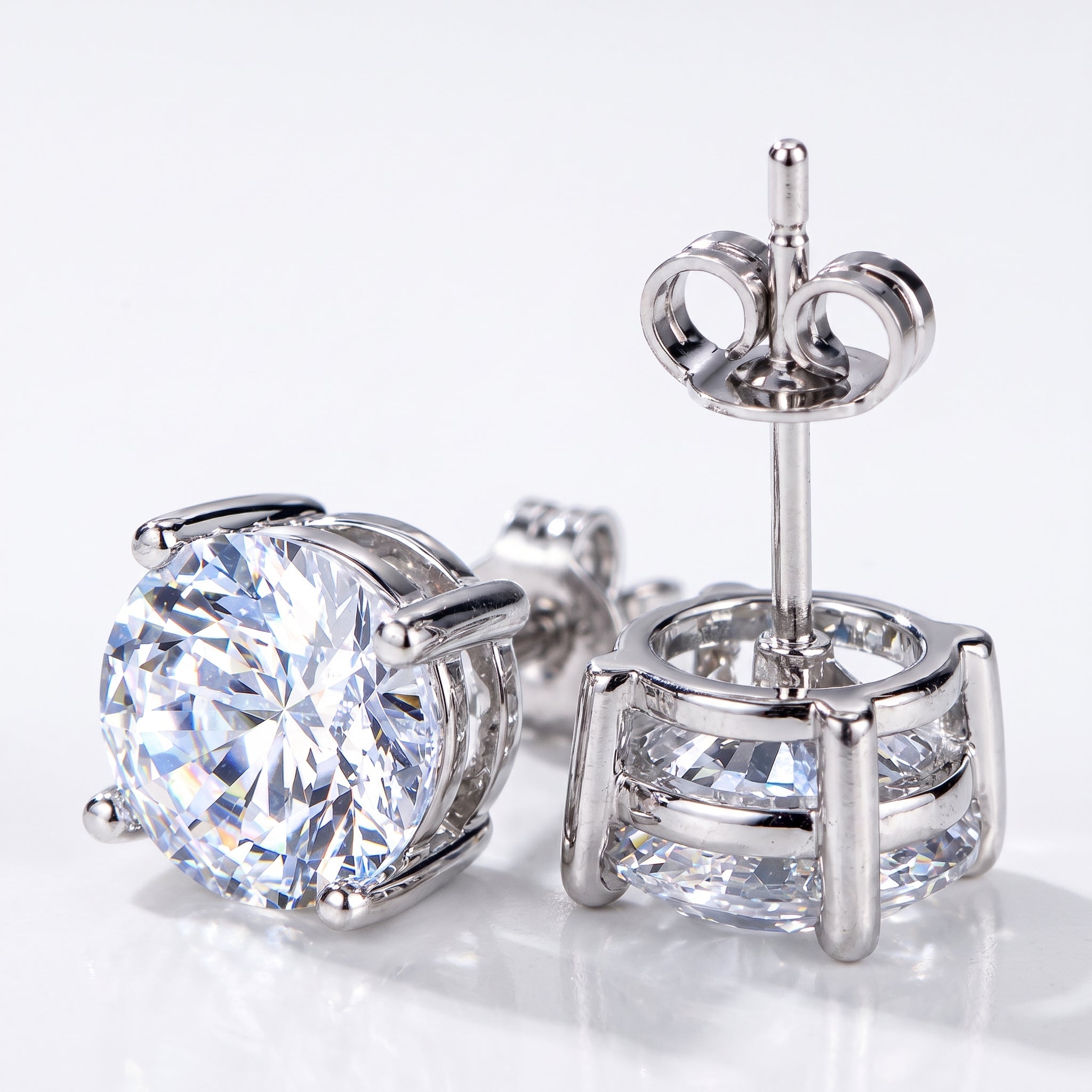 4.20ct DEW White Moissanite Round Stud Earrings