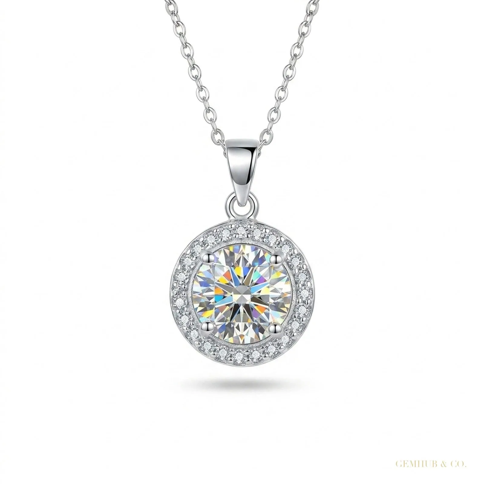 4.50 ct DEW Certified F VS1 White Moissanite Pendant in Gold Vermeil Labor Day Gift