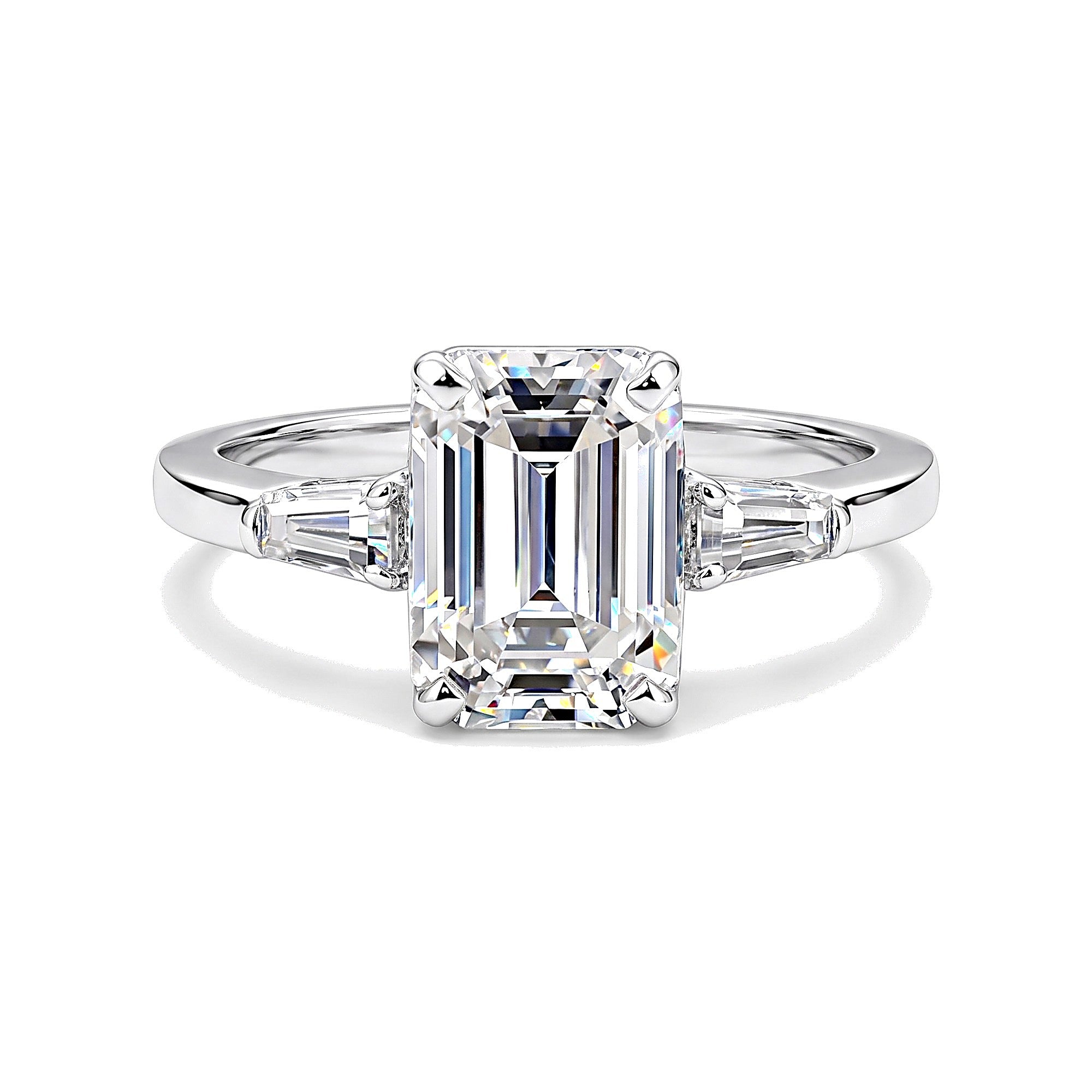 4.50 Ct Emerald Cut Moissanite Ring — VS1 Clarity in 18K Gold Vermeil (925 Silver)