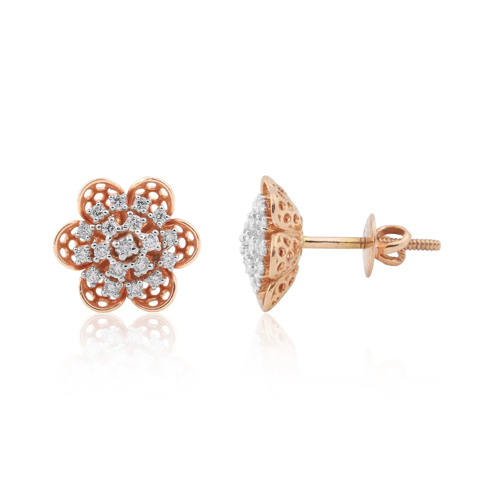 0.59 Ct. IGI Certified 18KT Rose Gold Natural Diamond Pendant And Earrings Set - view 5