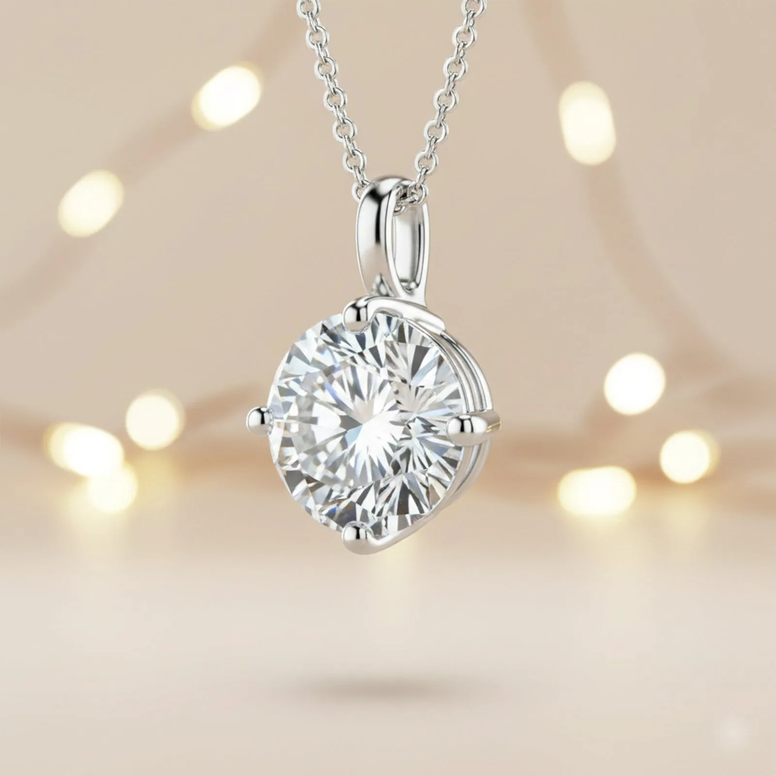 4.20 ct DEW Certified Moissanite Pendant in Gold Vermeil Ideal Gift - view 4