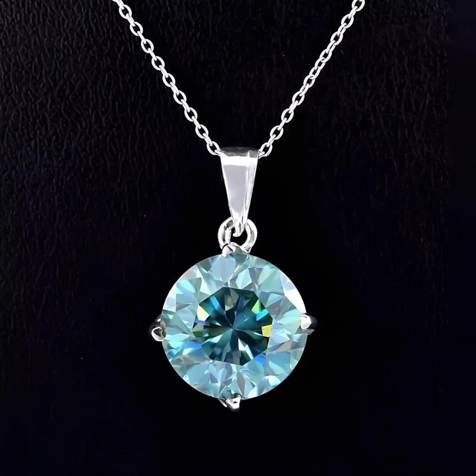 10.30 Carat Blue Moissanite Pendant in Gold Vermeil Great Gift for Any Occasion - view 2