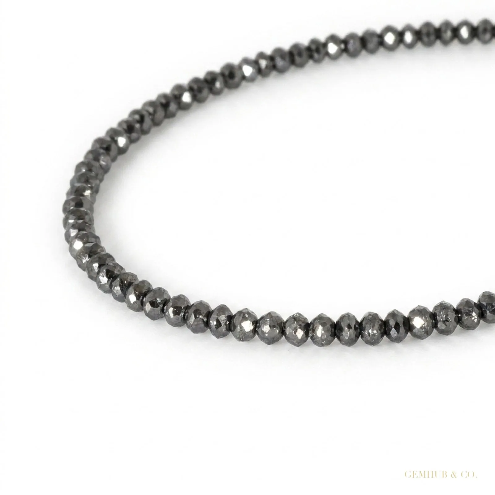 4mm Black Moissanite Bead Necklace Certified Wedding Gift Gold Vermeil