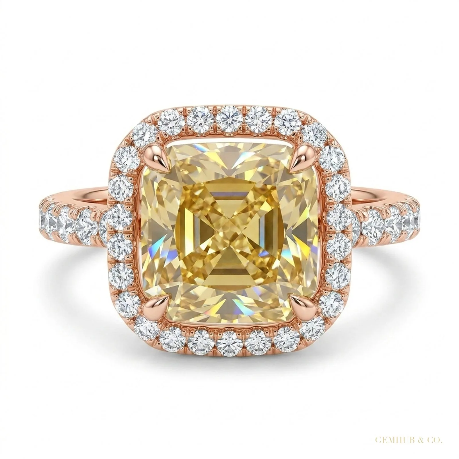 5.00 ct DEW Champagne Treated Moissanite Ring – Certified Beauty – 18K Gold Vermeil