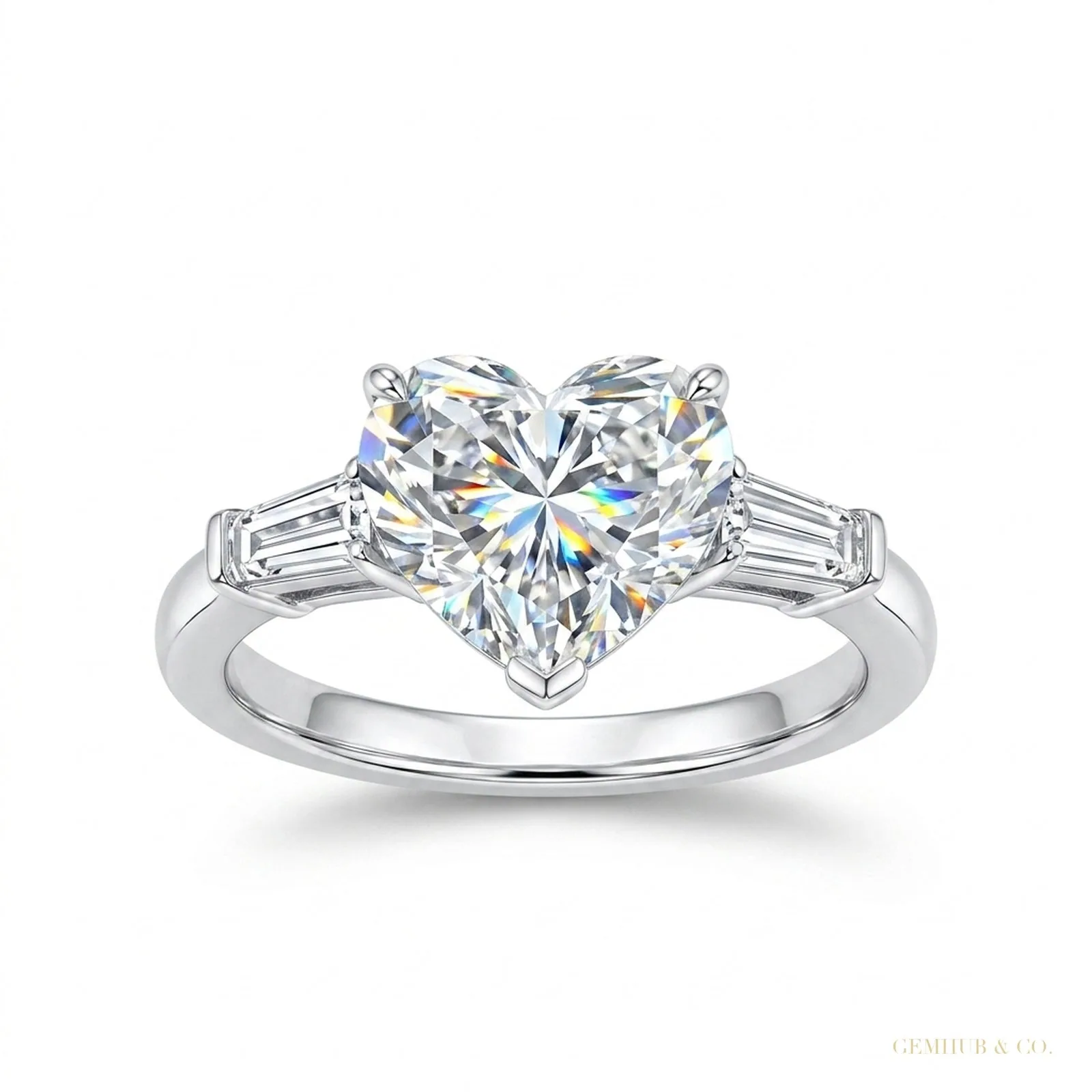 5.10 ct DEW Certified Heart Cut Solitaire White Soliatire Moissanite Ring – 18K Gold Vermeil