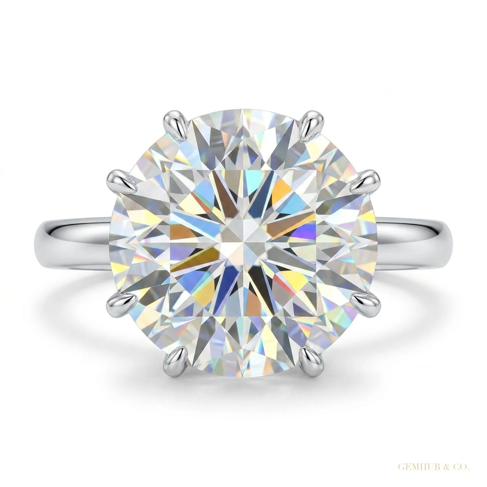 5.20 ct DEW Certified Round Cut F VS1 Moissanite Ring For Gift 18K Gold Plated