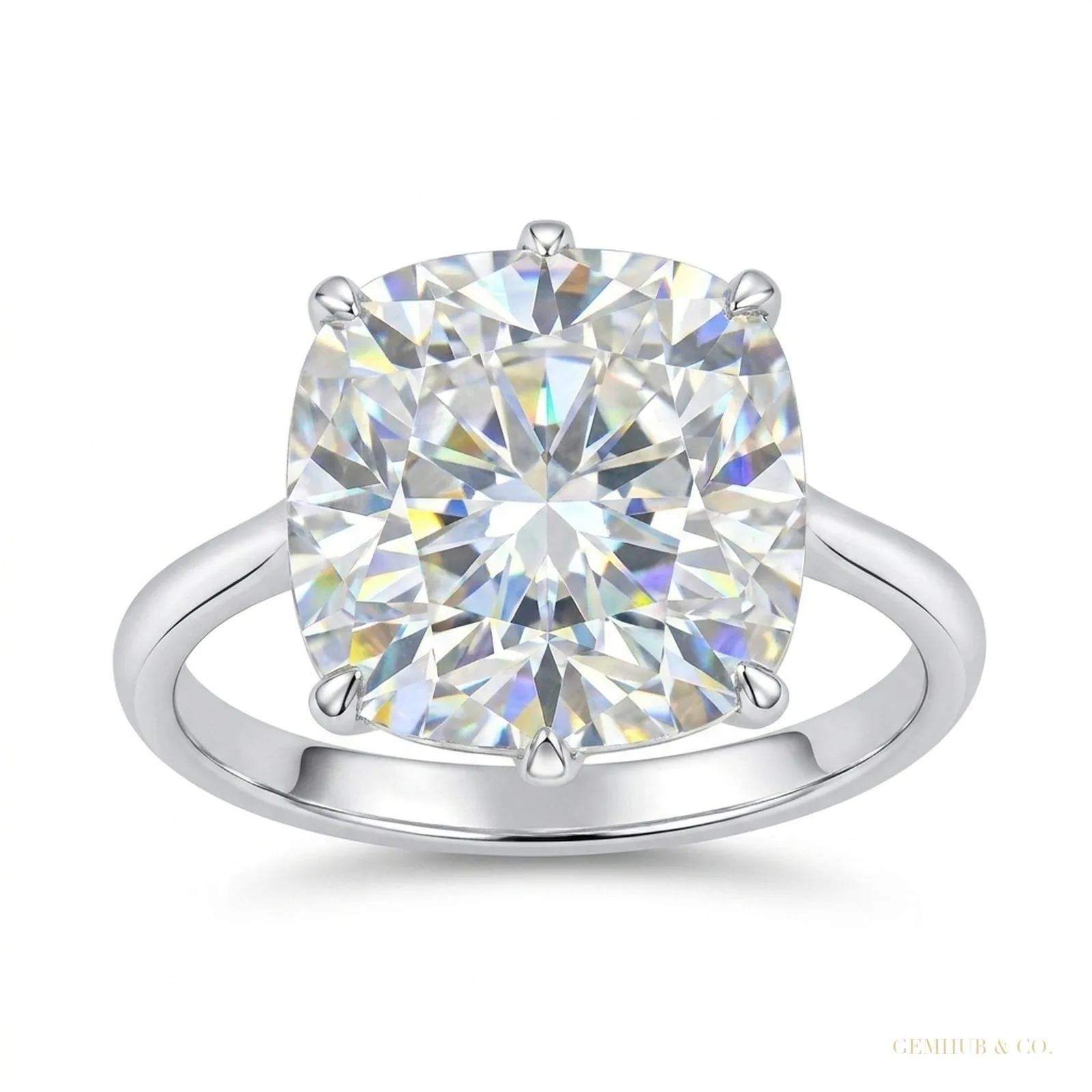 5.45 ct DEW Certified White Moissanite Solitaire Ring – Gift Jewelry in 18K Gold Plated