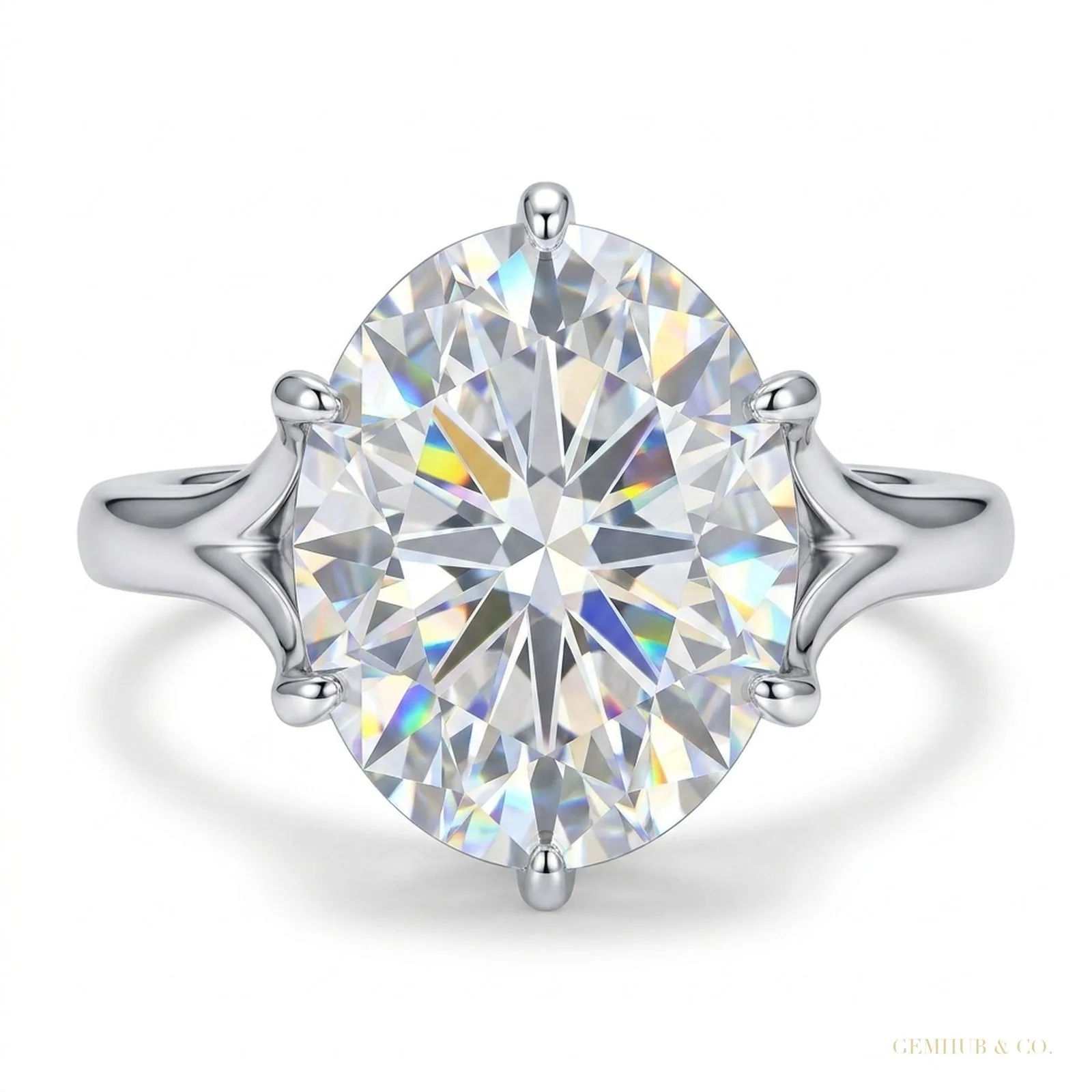 5.85 ct DEW Certified Cushion Cut White Solitaire Moissanite Ring – 18K Gold Vermeil