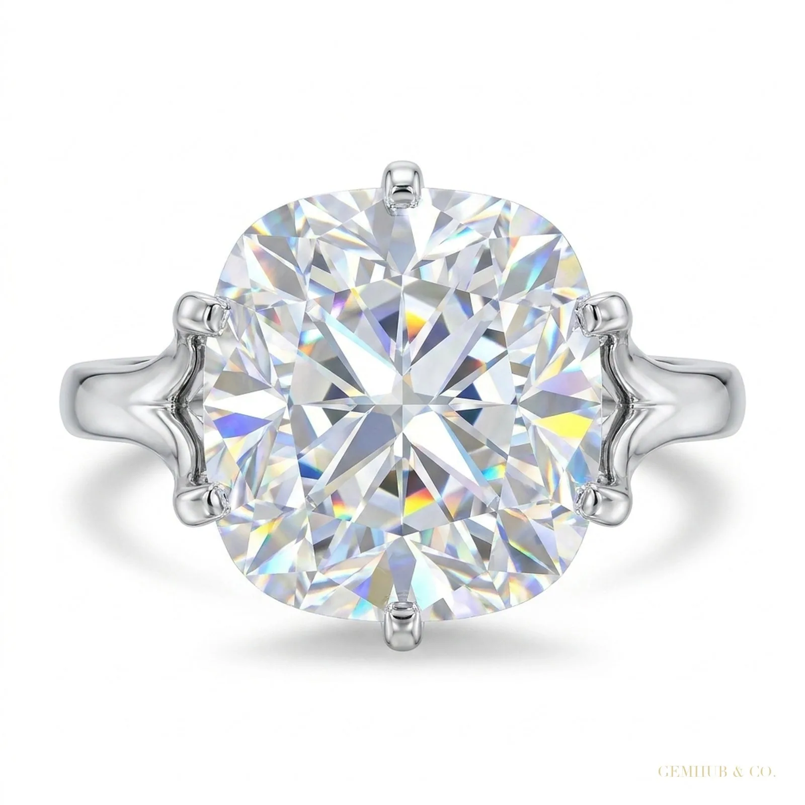 5.85 ct DEW Cushion Cut Moissanite Ring Gift for Her Anniversary Sparkle – 18K Gold Vermeil