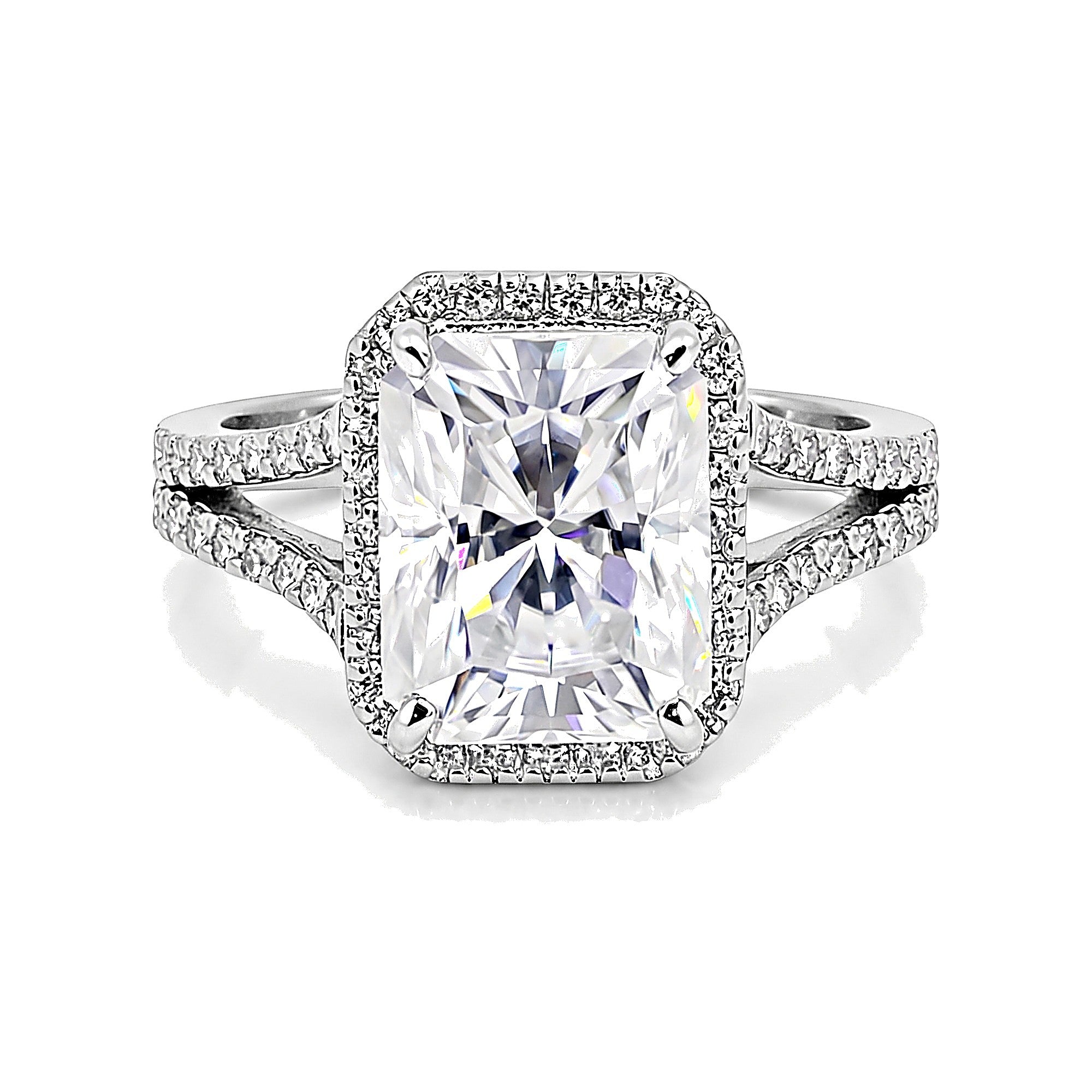 5 Ct Emerald Cut Moissanite Ring — VS1 Clarity in 18K White Gold Vermeil (925 Silver)