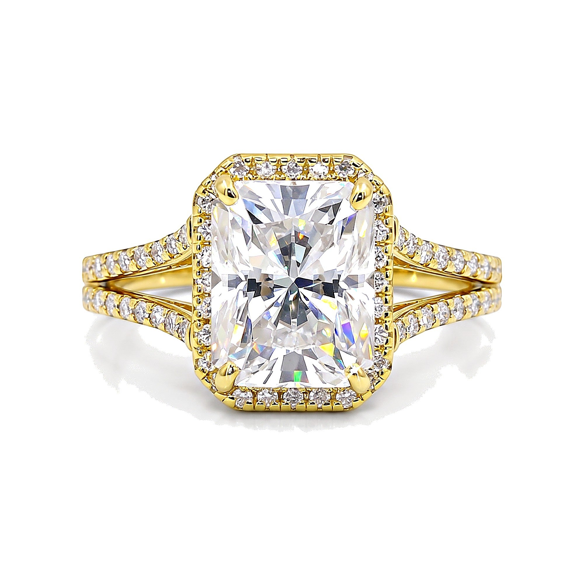 5 Ct Emerald Cut Moissanite Ring — VS1 Clarity in 18K Yellow Gold Vermeil (925 Silver)