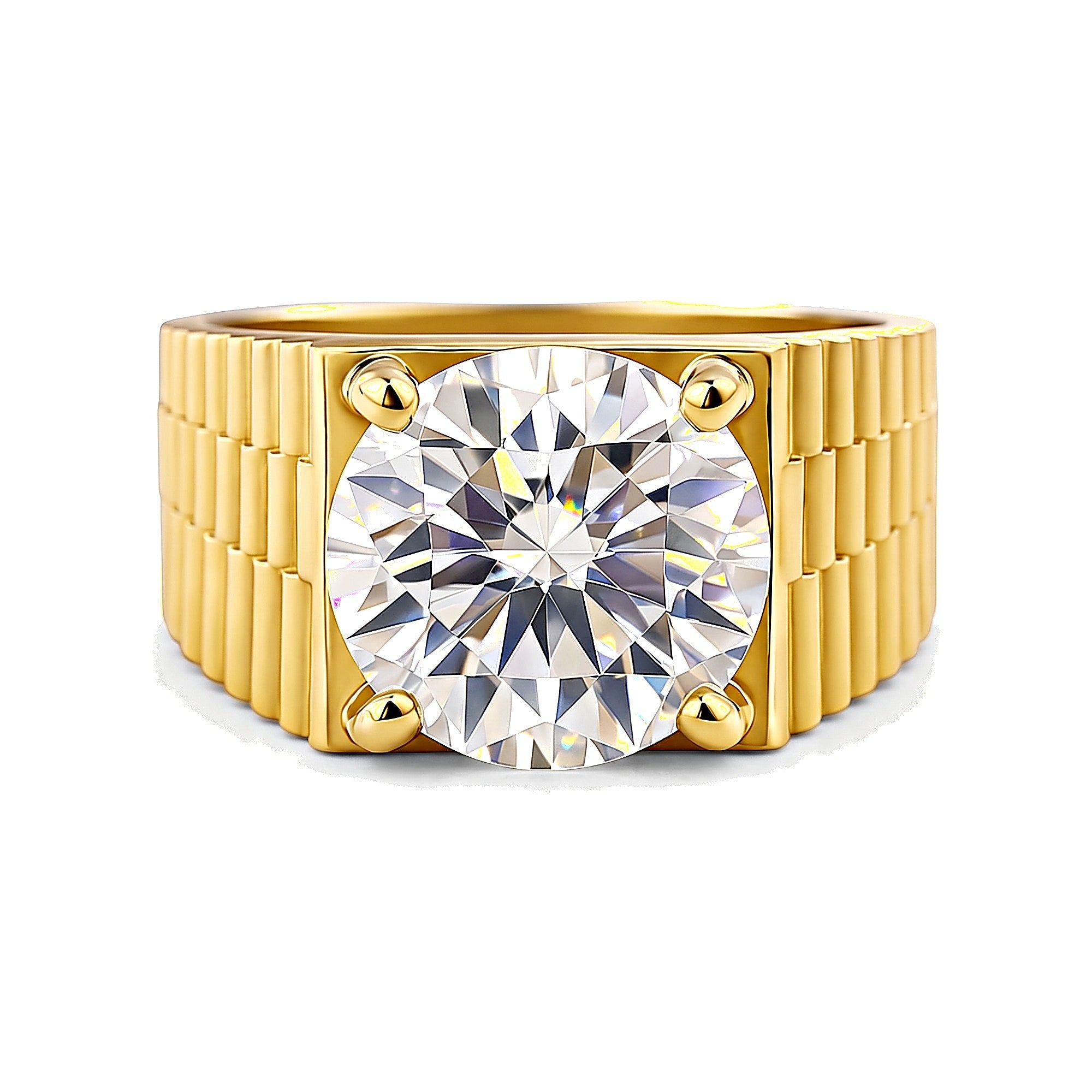 5.00 Ct Round Cut Moissanite Ring — VS1 Clarity in 18K Gold Vermeil (925 Silver)