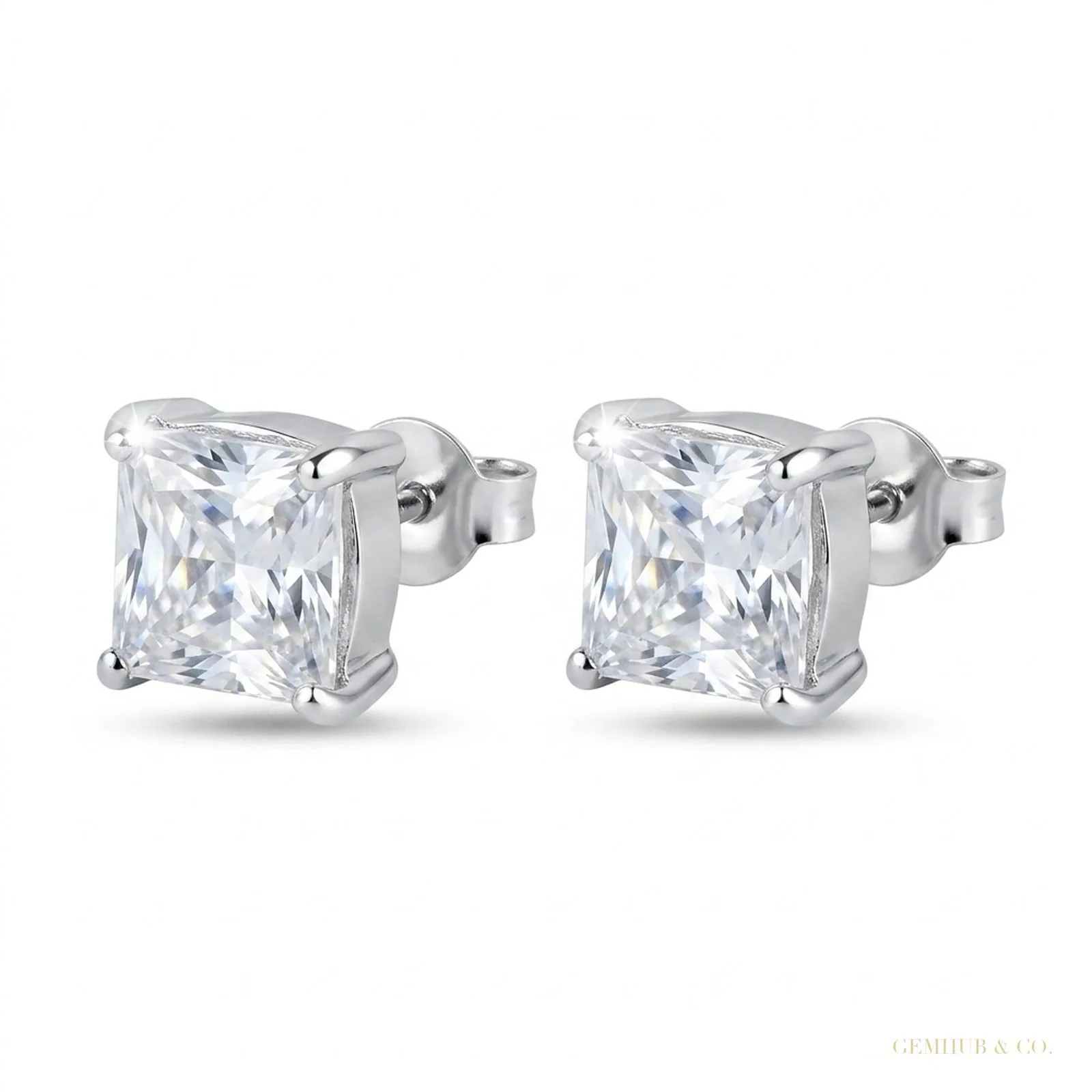5.00 ct DEW White Moissanite Solitaire Studs In Gold Vermeil For Birthday
