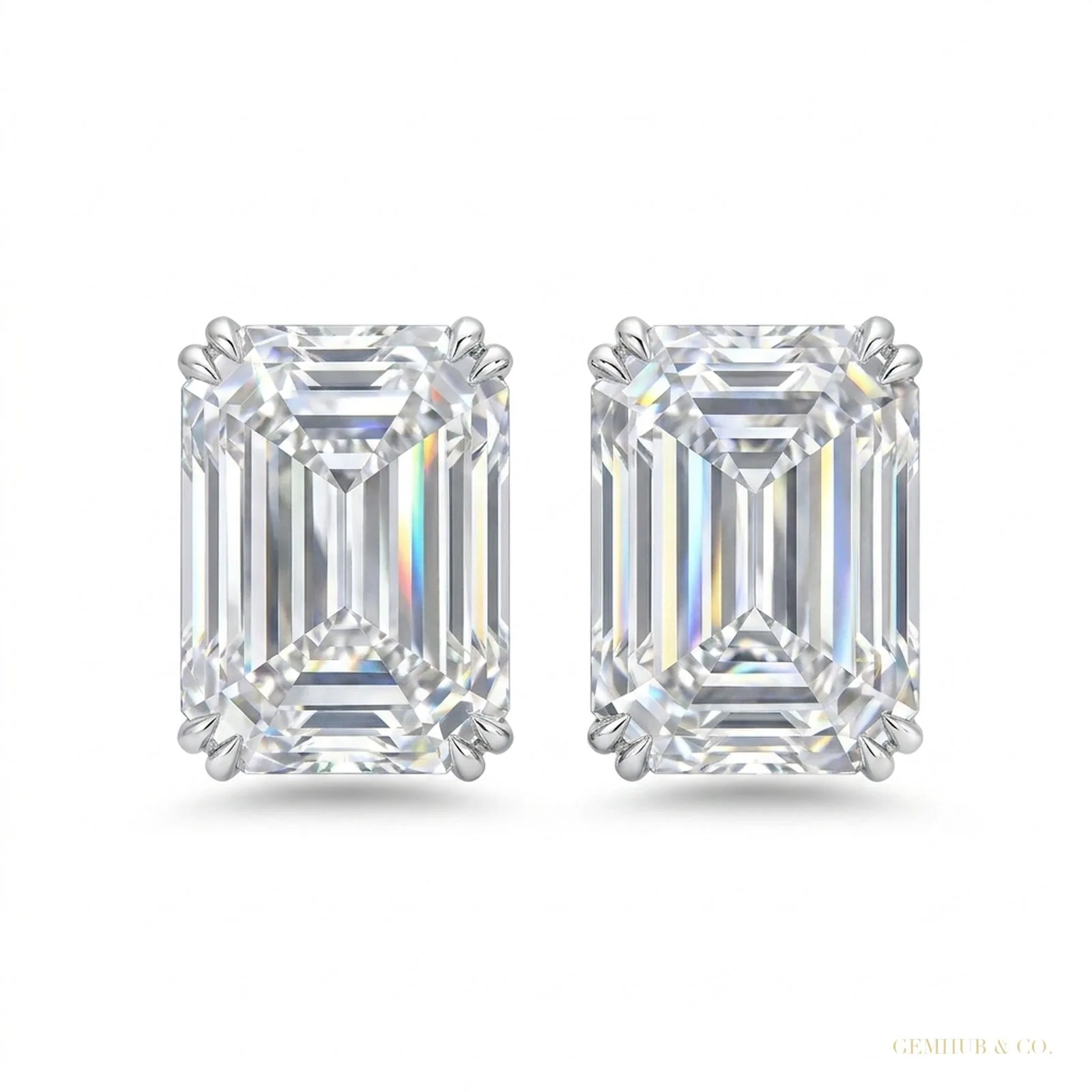 5.00 ct DEW White Moissanite Solitaire Studs In Gold Vermeil For Girls