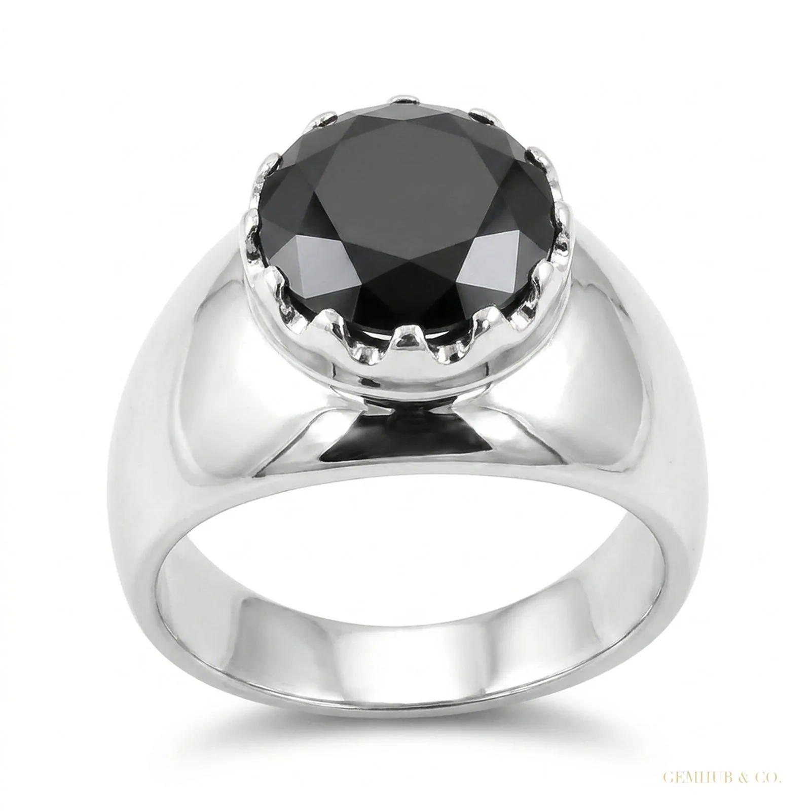 5.20ct DEW Black Moissanite Round Solitaire Ring | 18K Gold Vermeil | GRA Certified