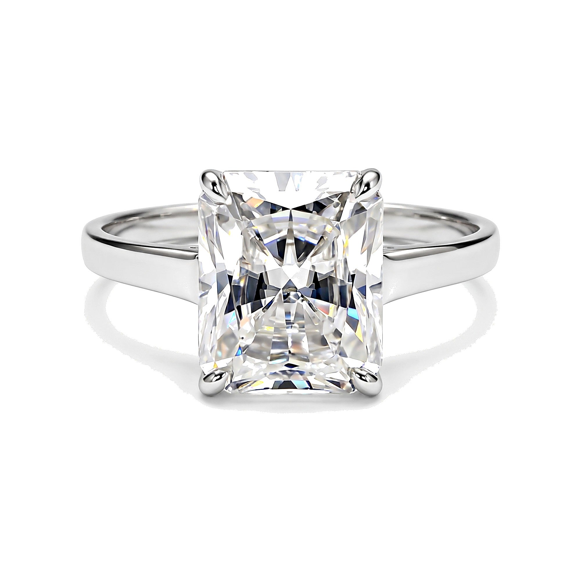 5.36ct DEW White Moissanite Radiant Solitaire Ring