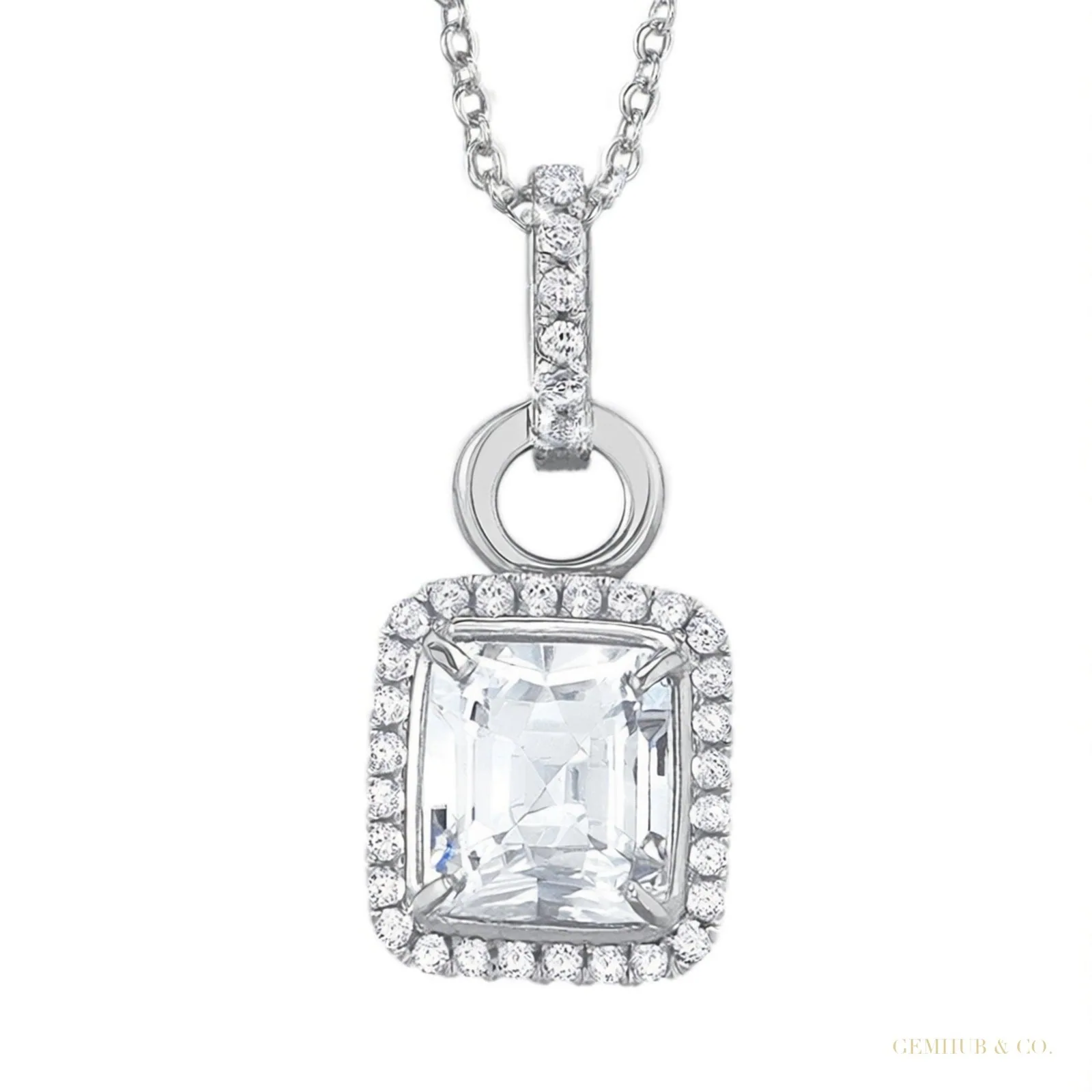 Moissanite 5.40 ct DEW Certified Moisanite Pendant Accents Back to School Jewelry Gold Vermeil