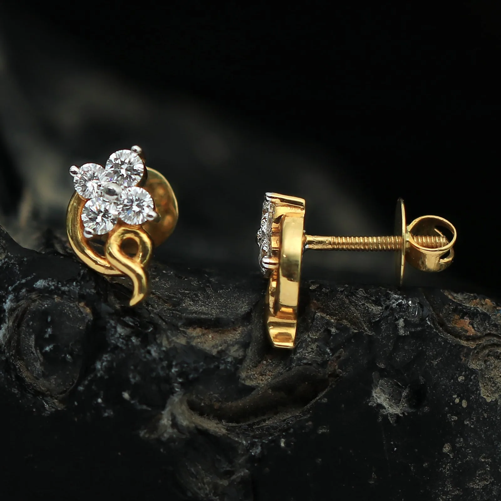 0.44 Ct. Natural Diamond Stud Earrings in 18K Yellow Gold Vermeil IGI Certified - view 5
