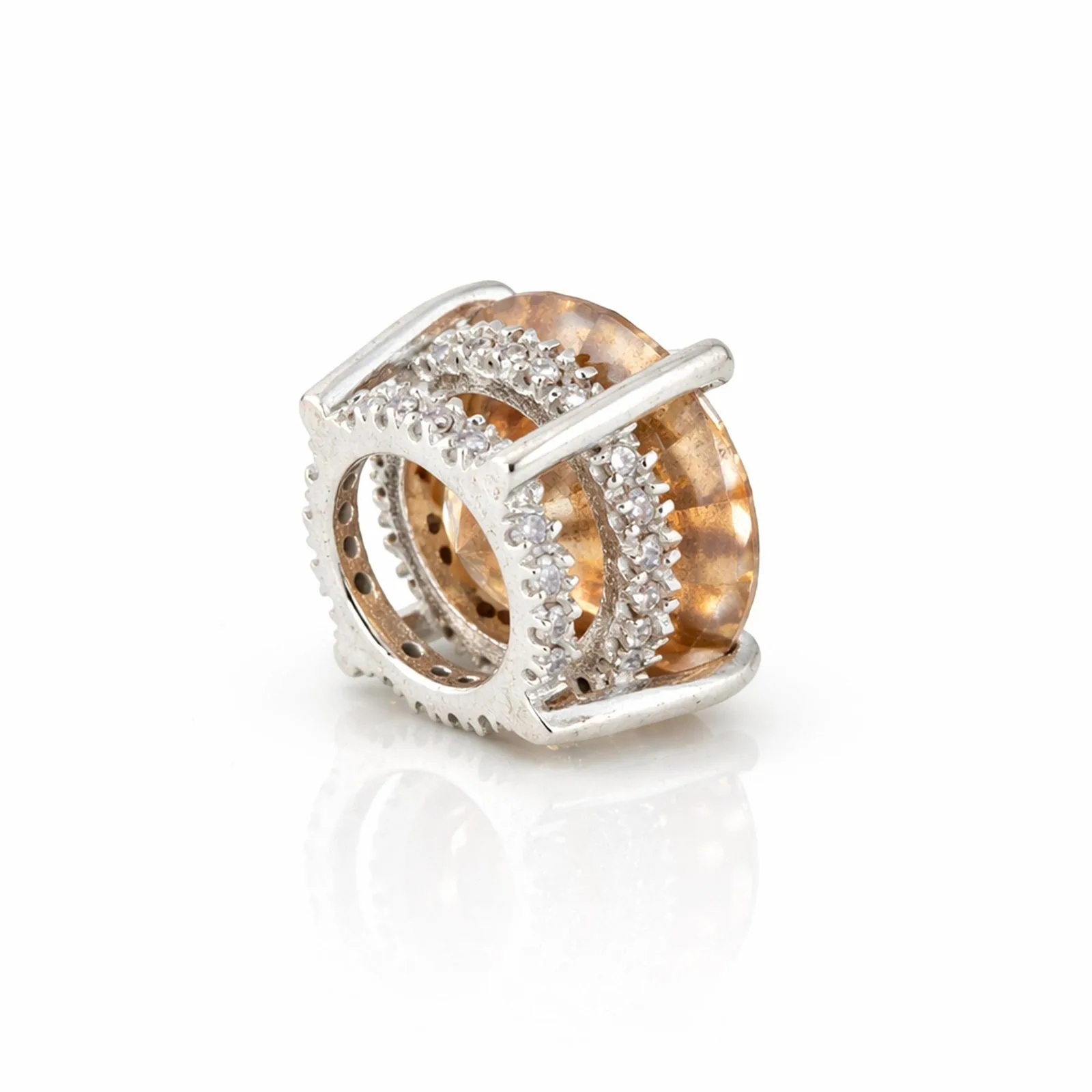 5.20 ct DEW Champagne Moissanite Pendant In Vermeil 925 Silver with Accents for Her Gift - view 4