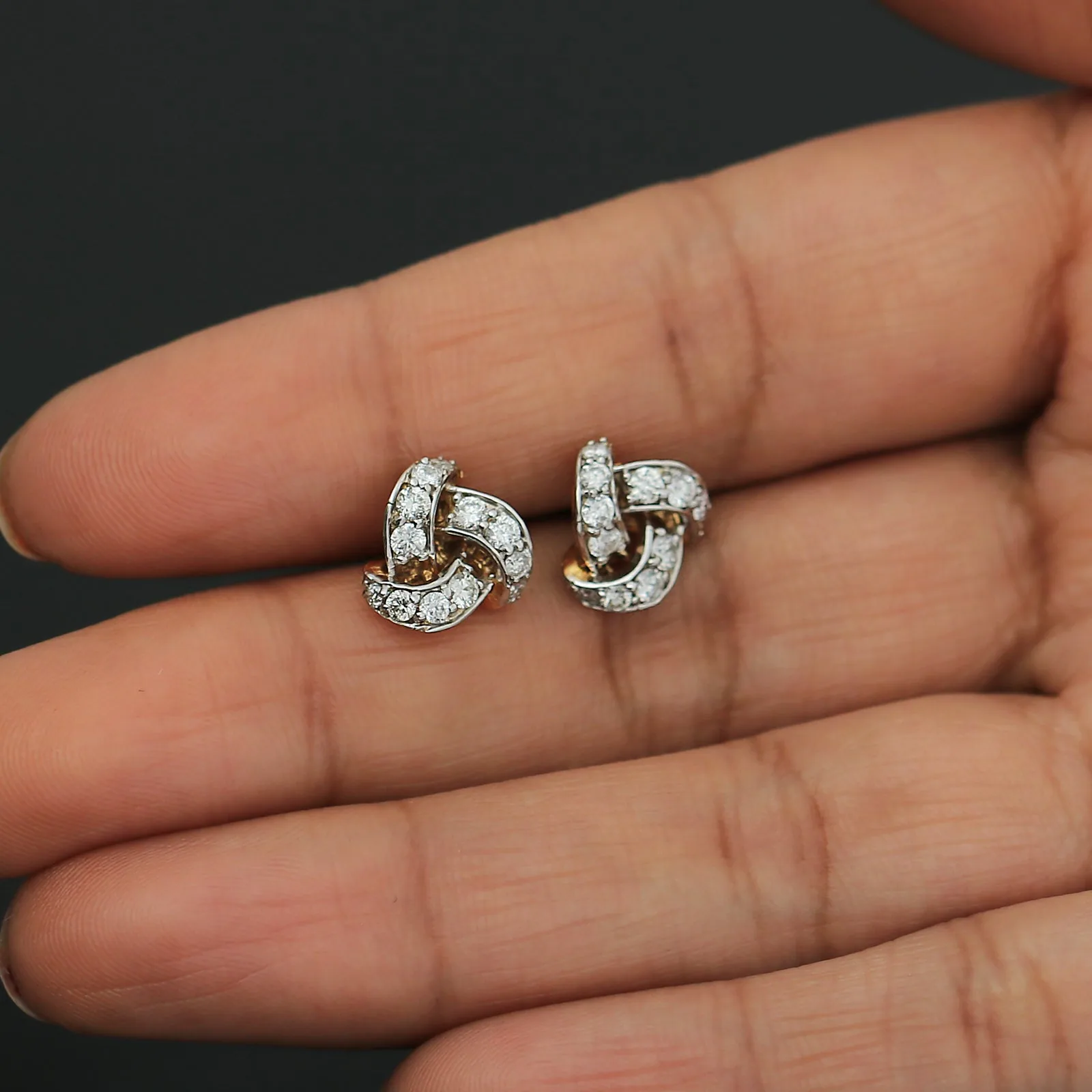 18K Yellow Gold Vermeil Natural Diamond 0.60 Ct. Stud Earrings IGI Certified - view 4