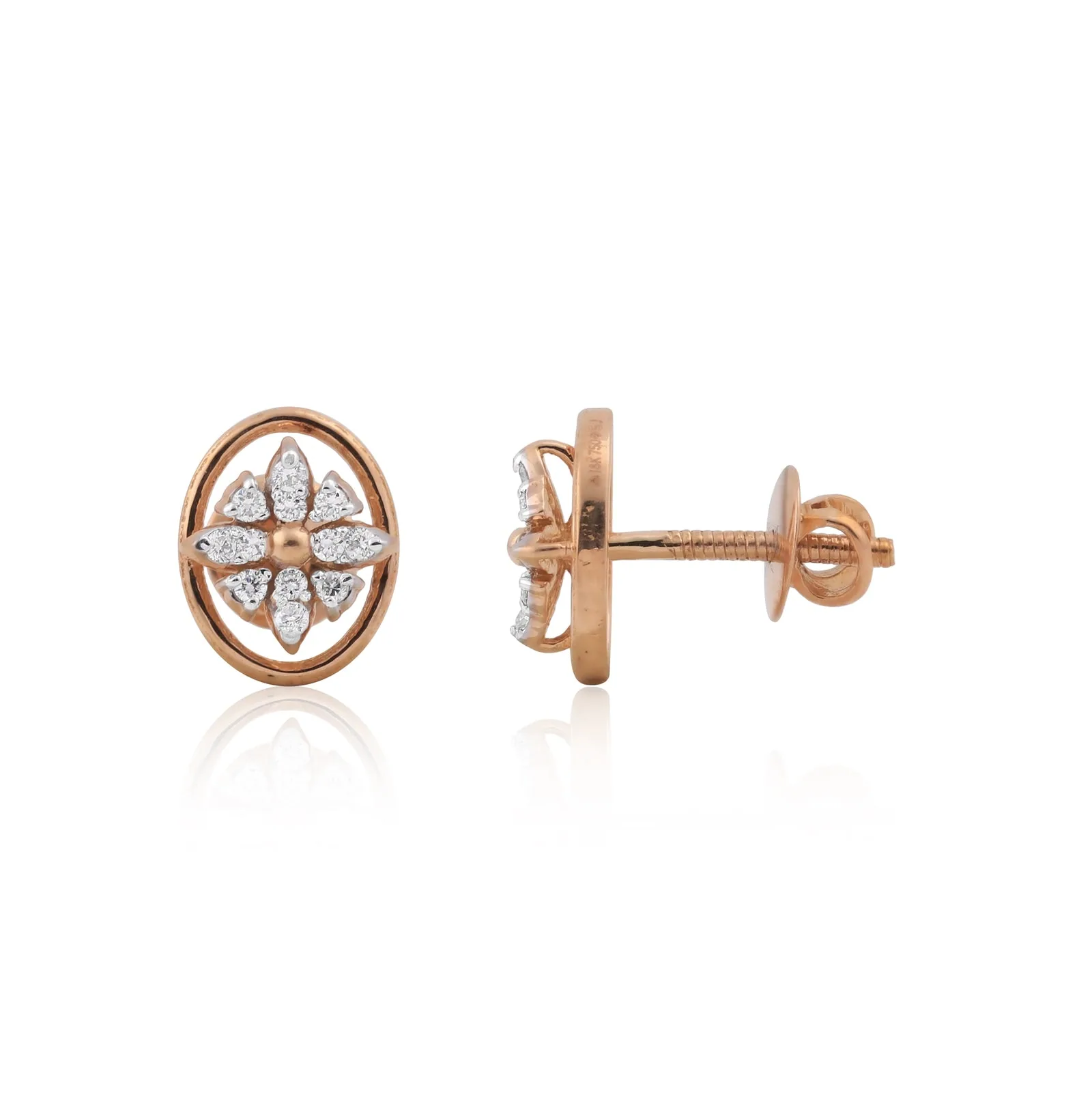 0.58 Ct.18KT Rose Gold Pendant And Earrings Set with Natural Diamonds, IGI Cert - view 5
