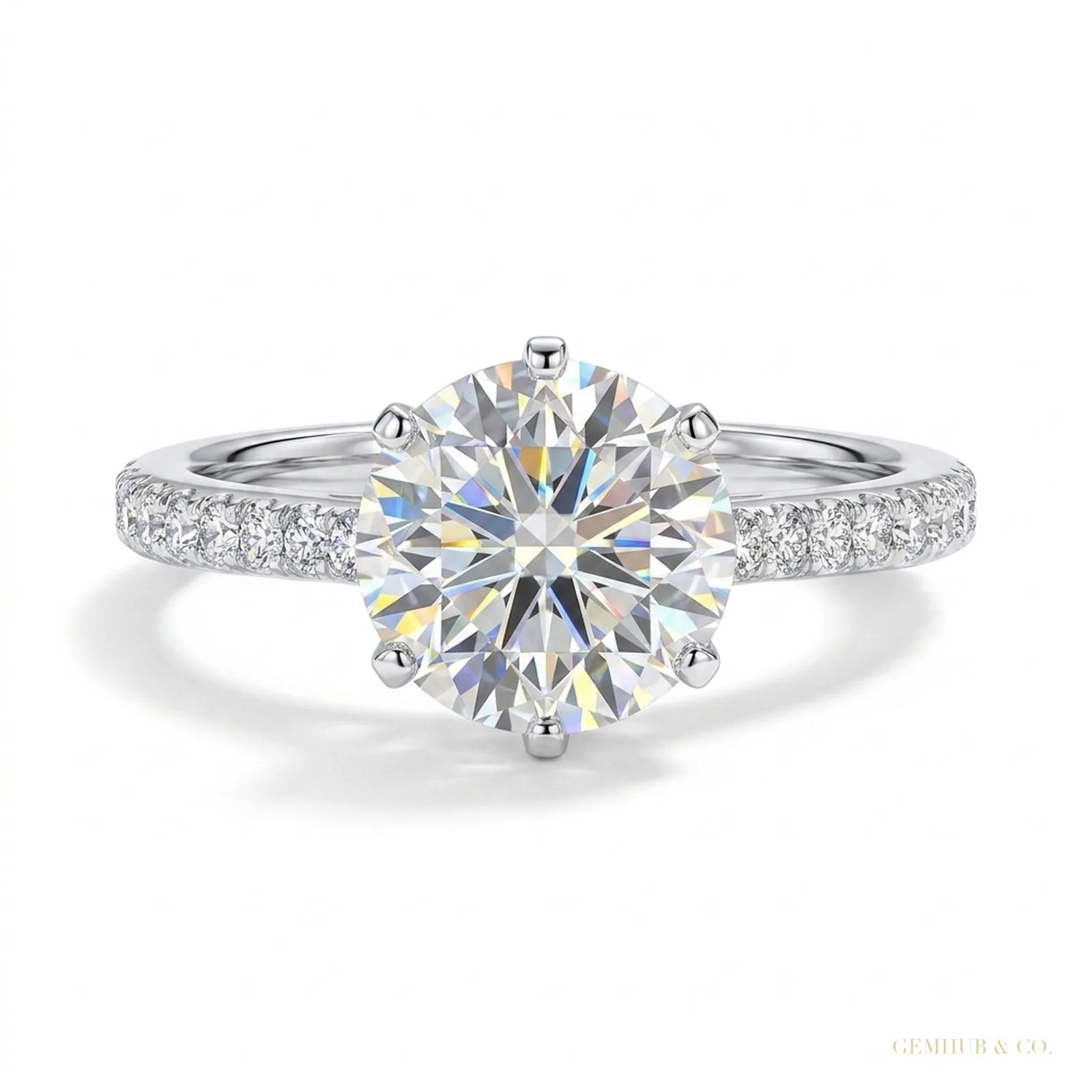 6.00 ct DEW White Moissanite Ring – Thoughtful Labor Day Gift for Her – 18K Gold Vermeil